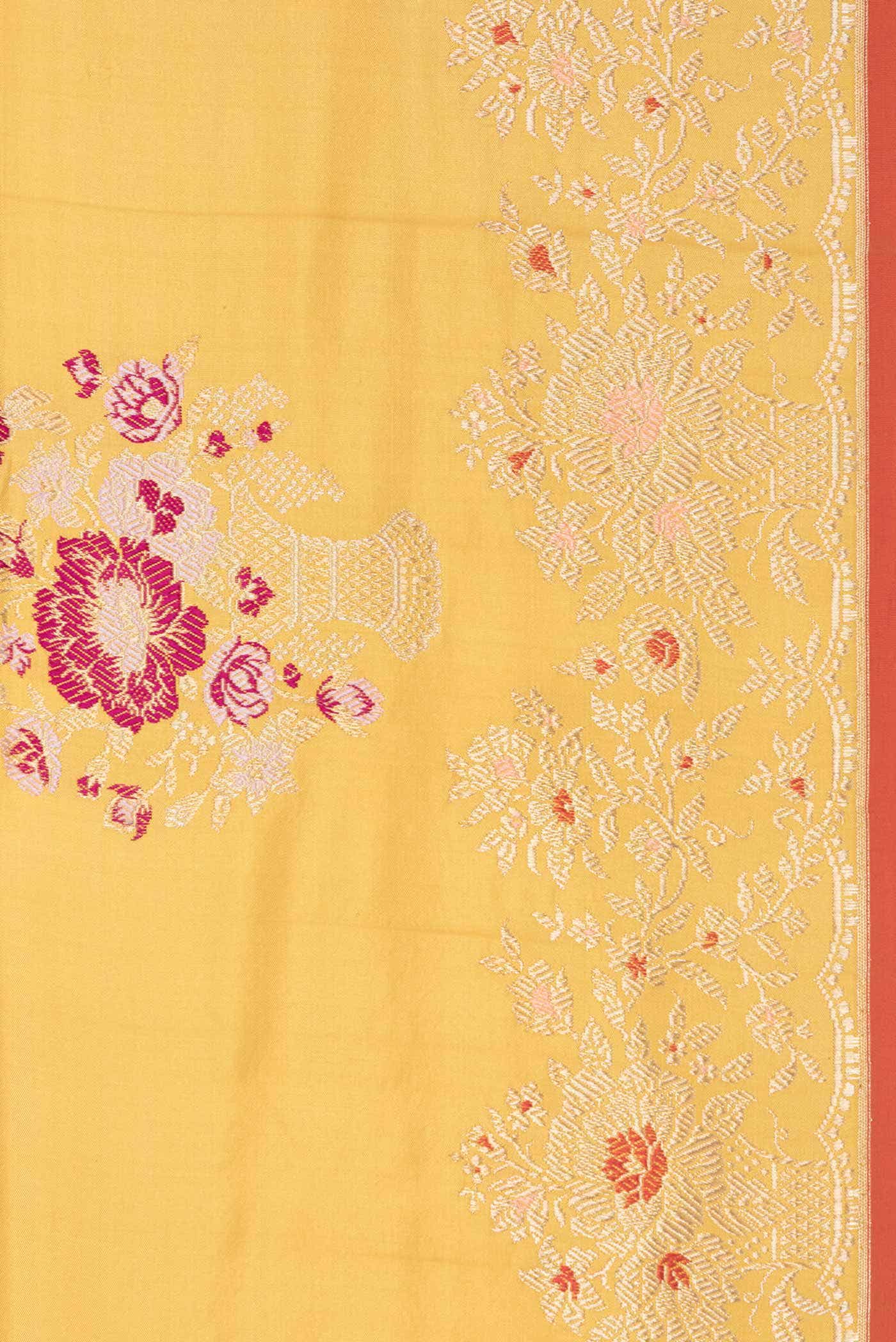 Yellow Dual Tone Banarasi Silk Saree