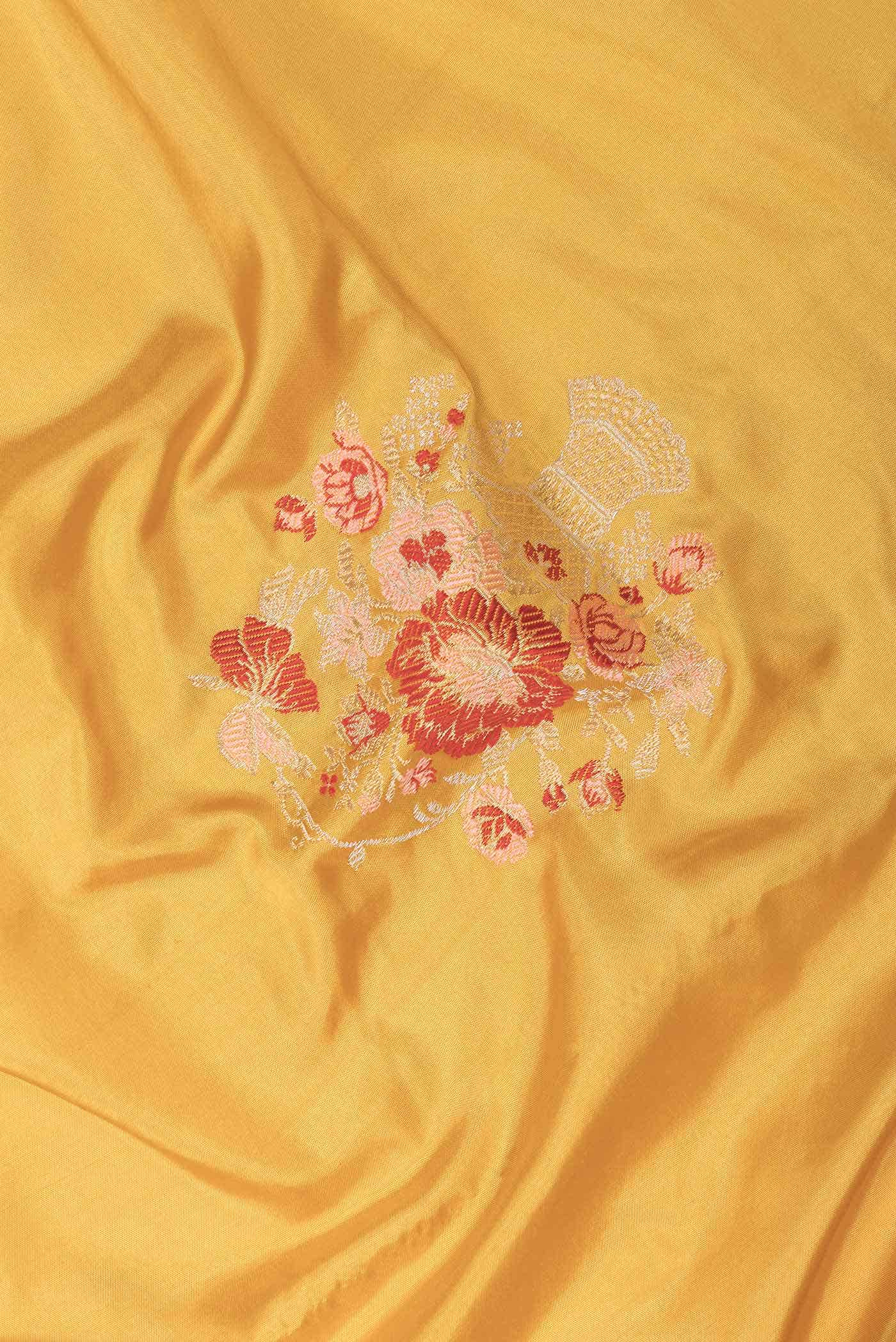 Yellow Dual Tone Banarasi Silk Saree