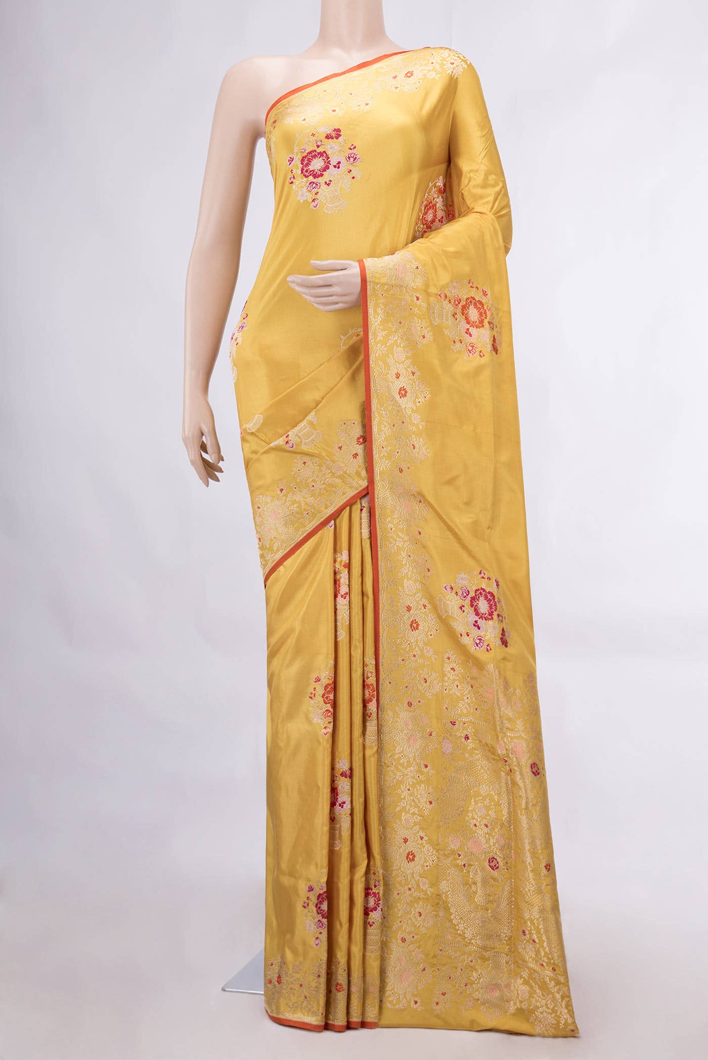 Yellow Dual Tone Banarasi Silk Saree