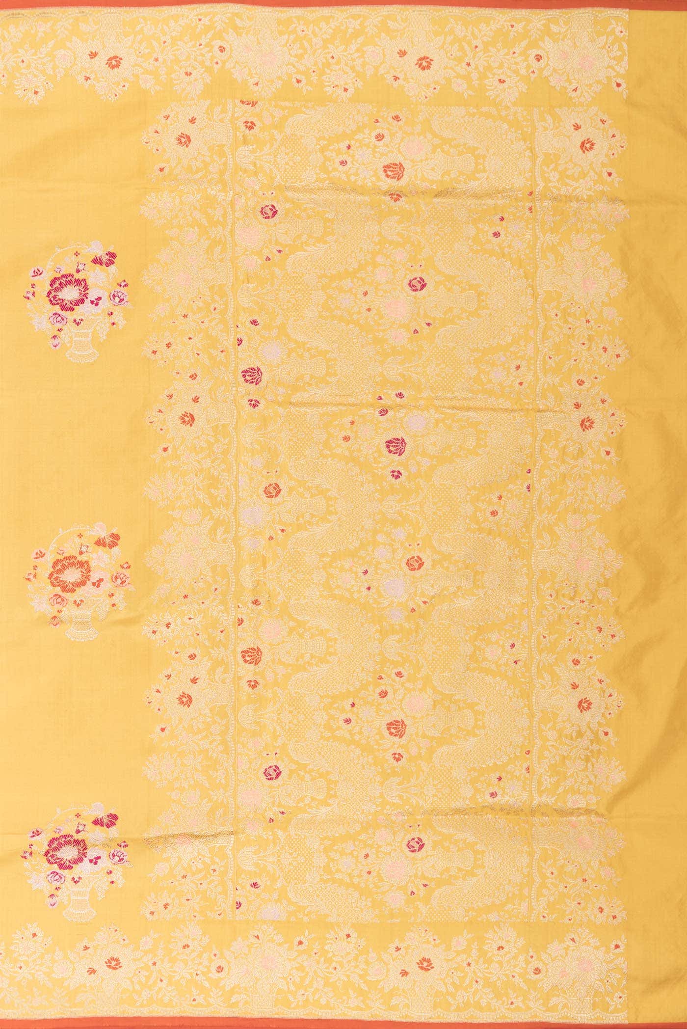 Yellow Dual Tone Banarasi Silk Saree