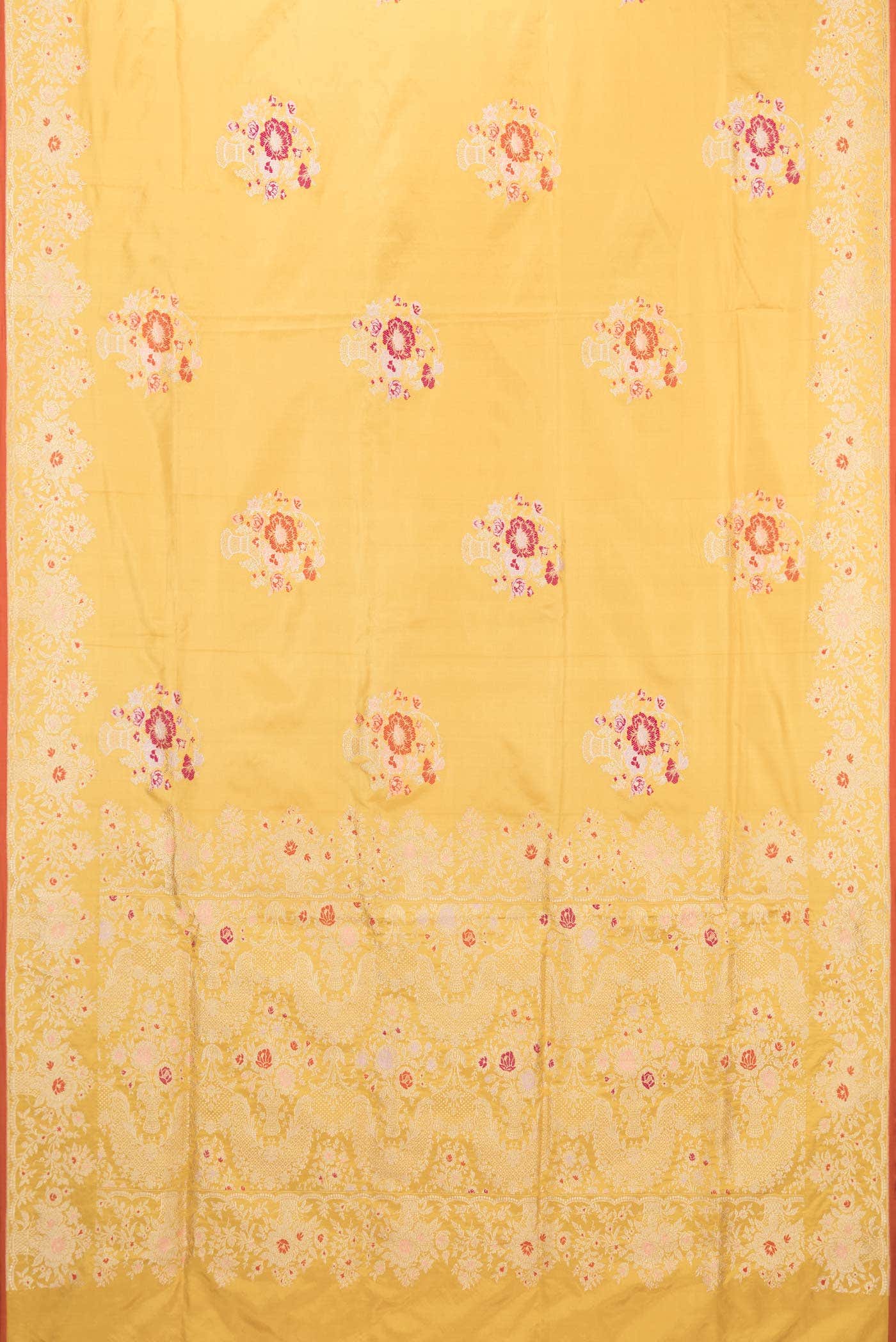 Yellow Dual Tone Banarasi Silk Saree