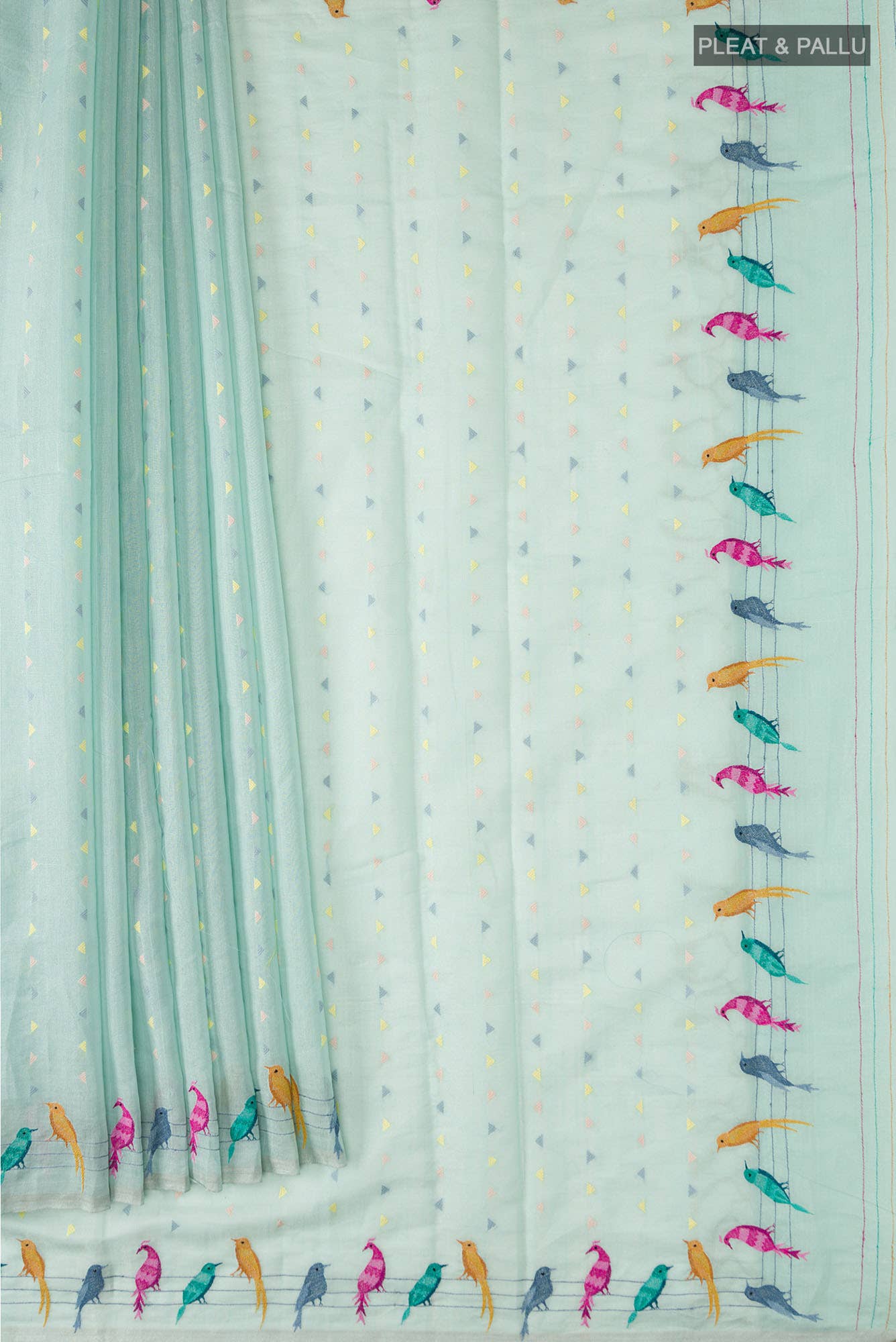 Sea Green Chanderi Silk Cotton Saree