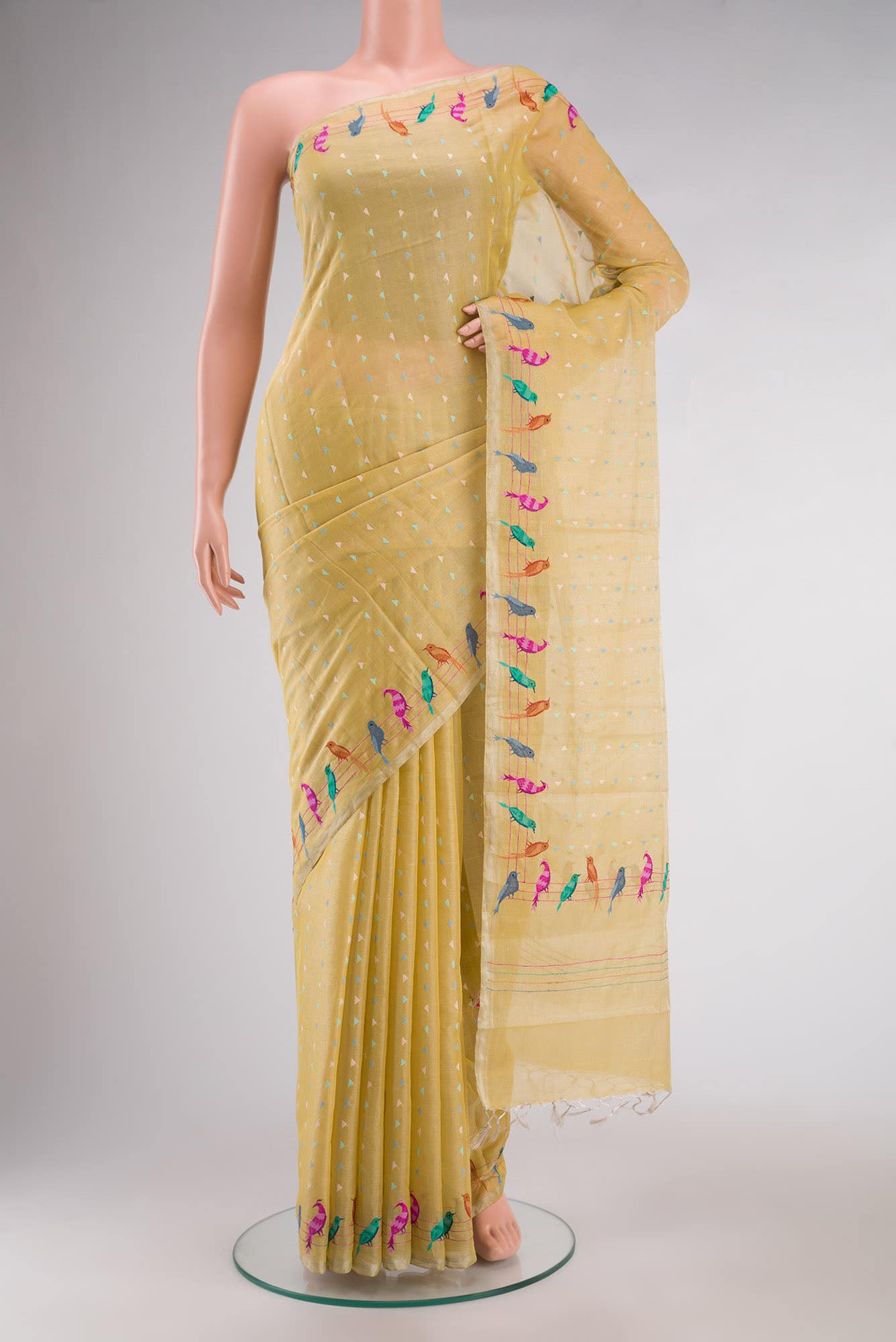 Yellow Chanderi Silk Cotton Saree