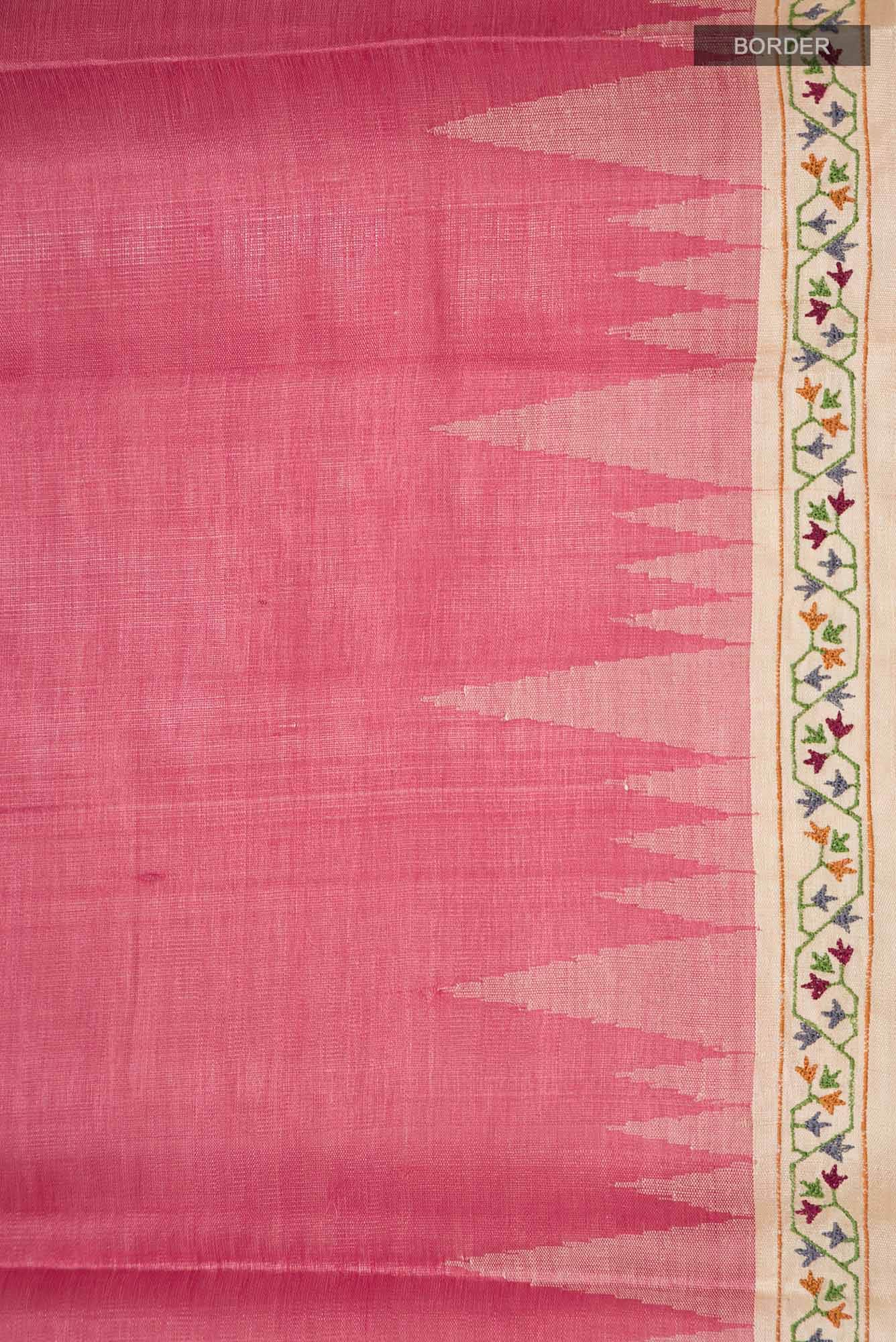 Red Tussar Silk Saree