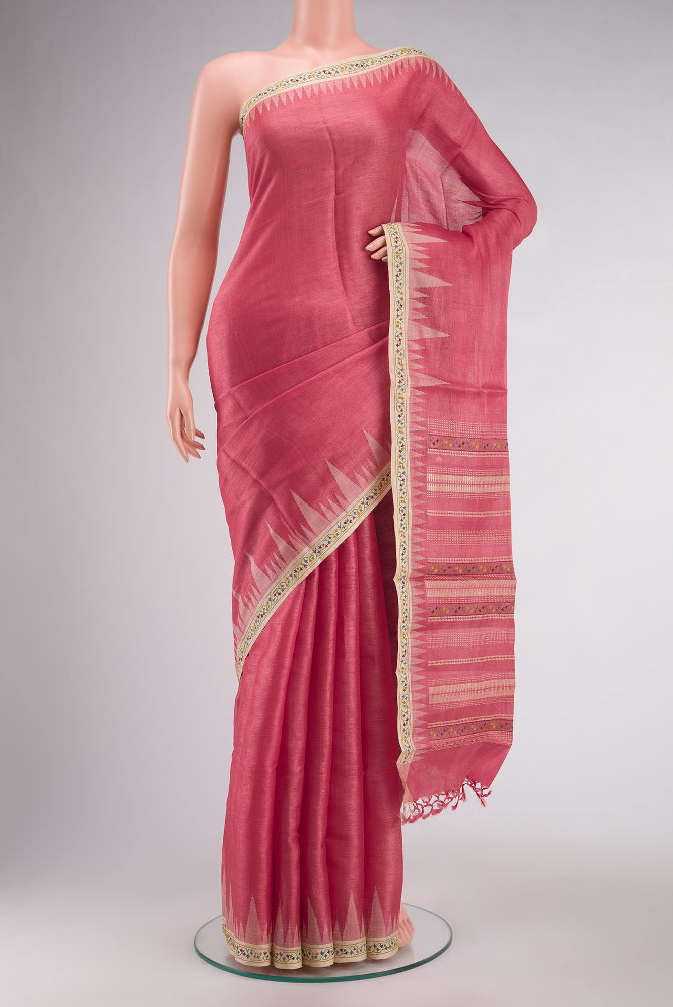 Red Tussar Silk Saree