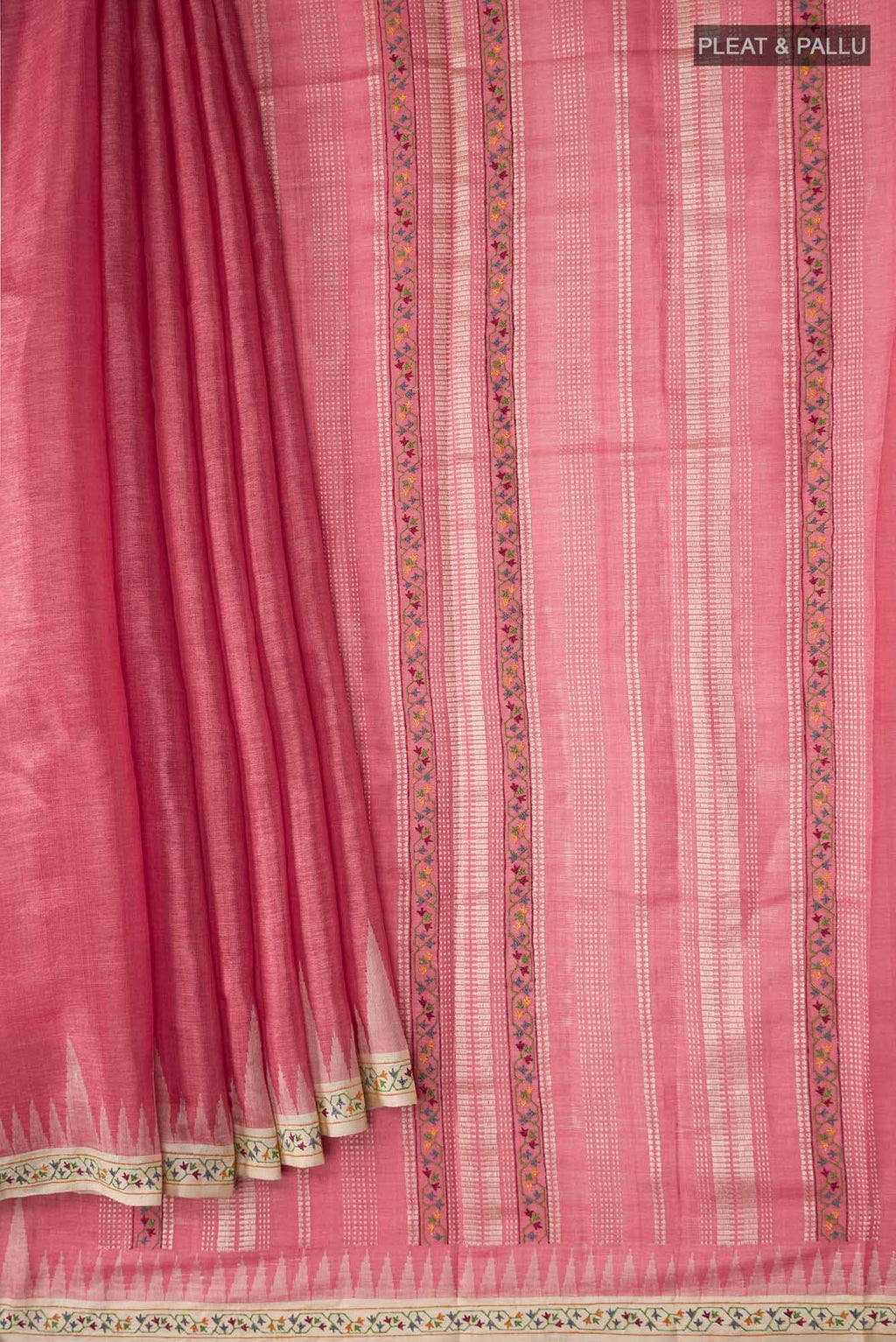 Red Tussar Silk Saree