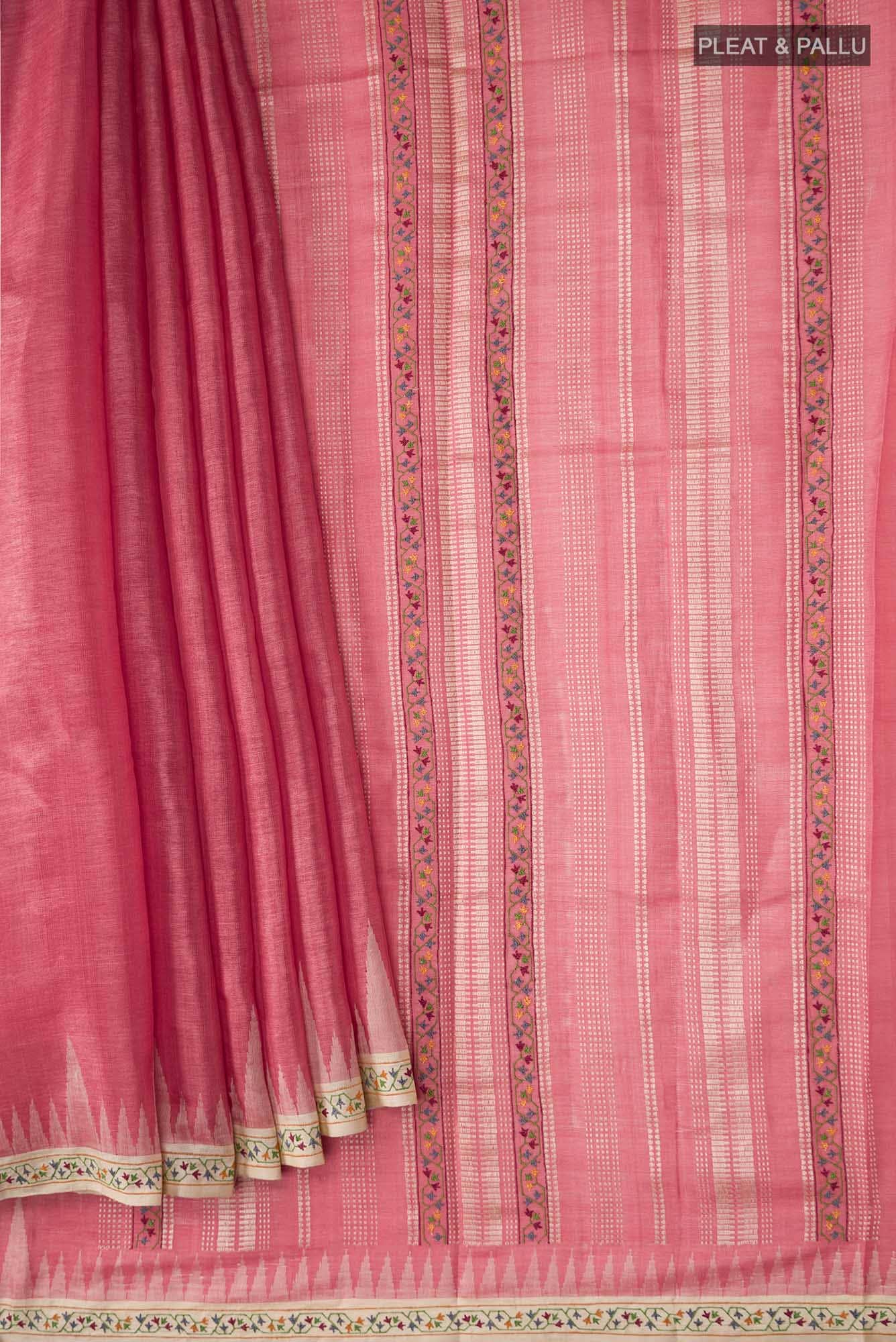 Red Tussar Silk Saree
