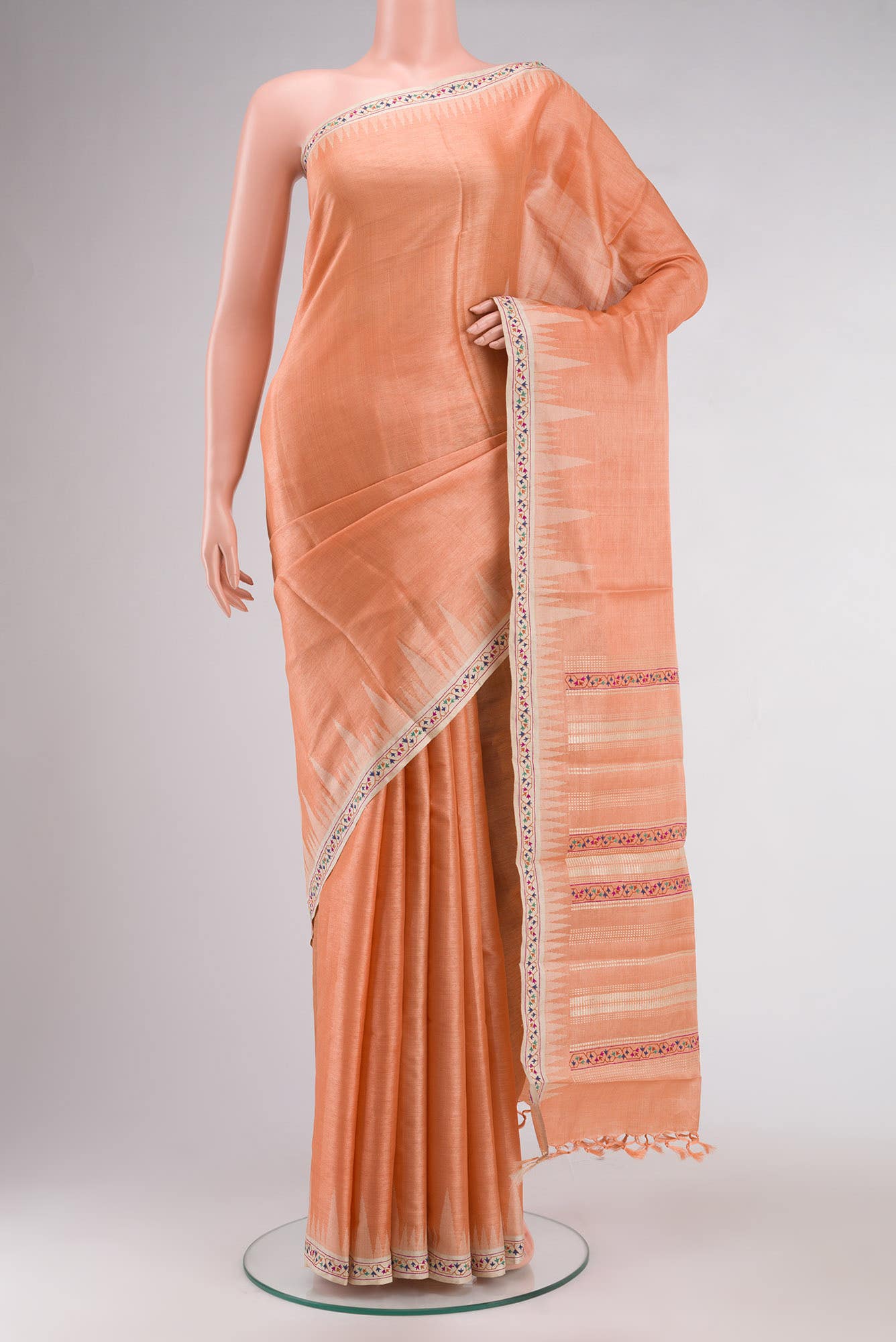 Orange Tussar Silk Saree