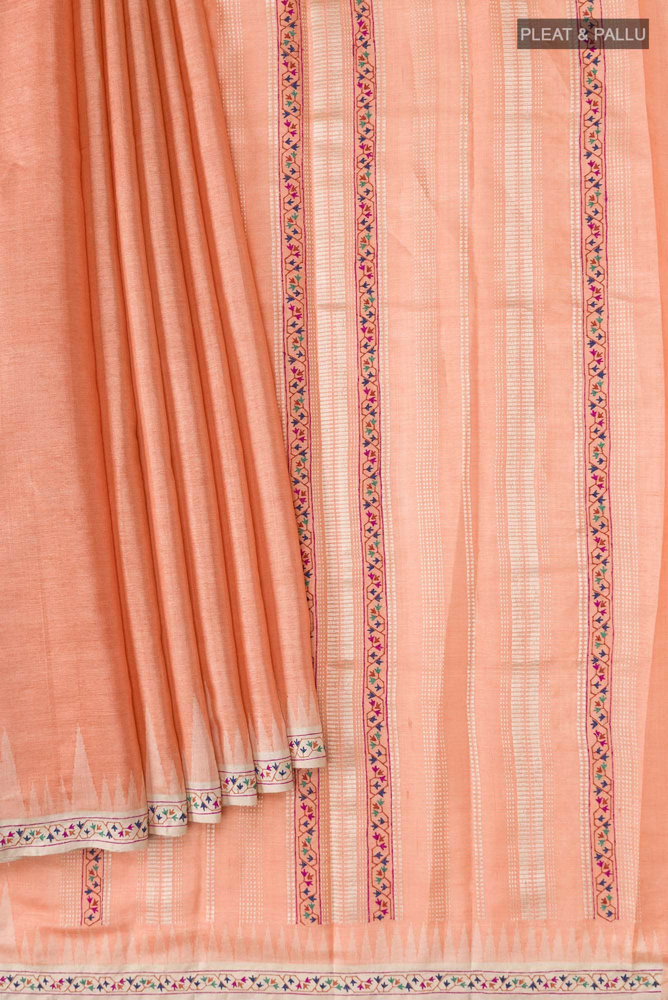 Orange Tussar Silk Saree