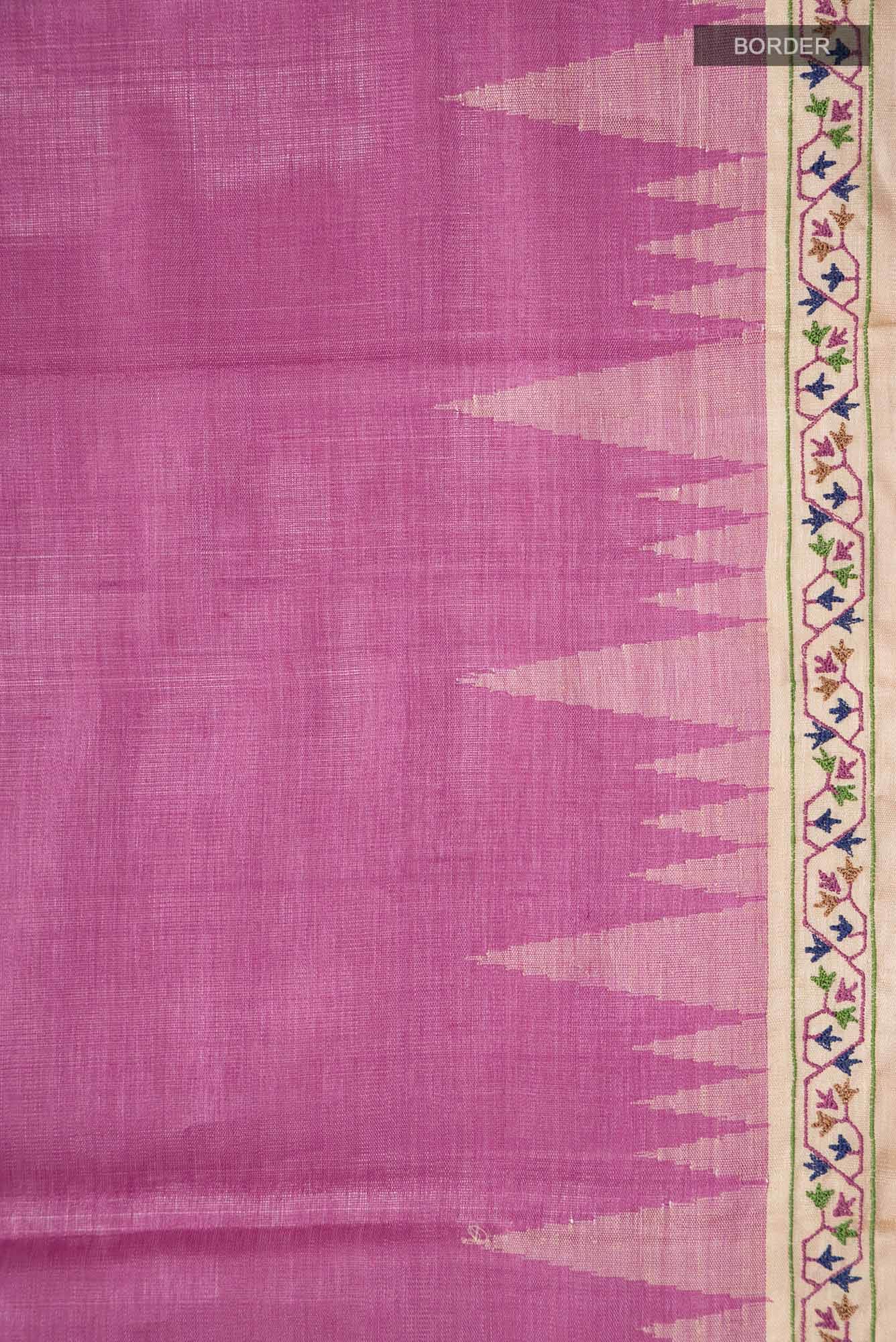 Pink Bhagalpuri Tussar Silk Saree