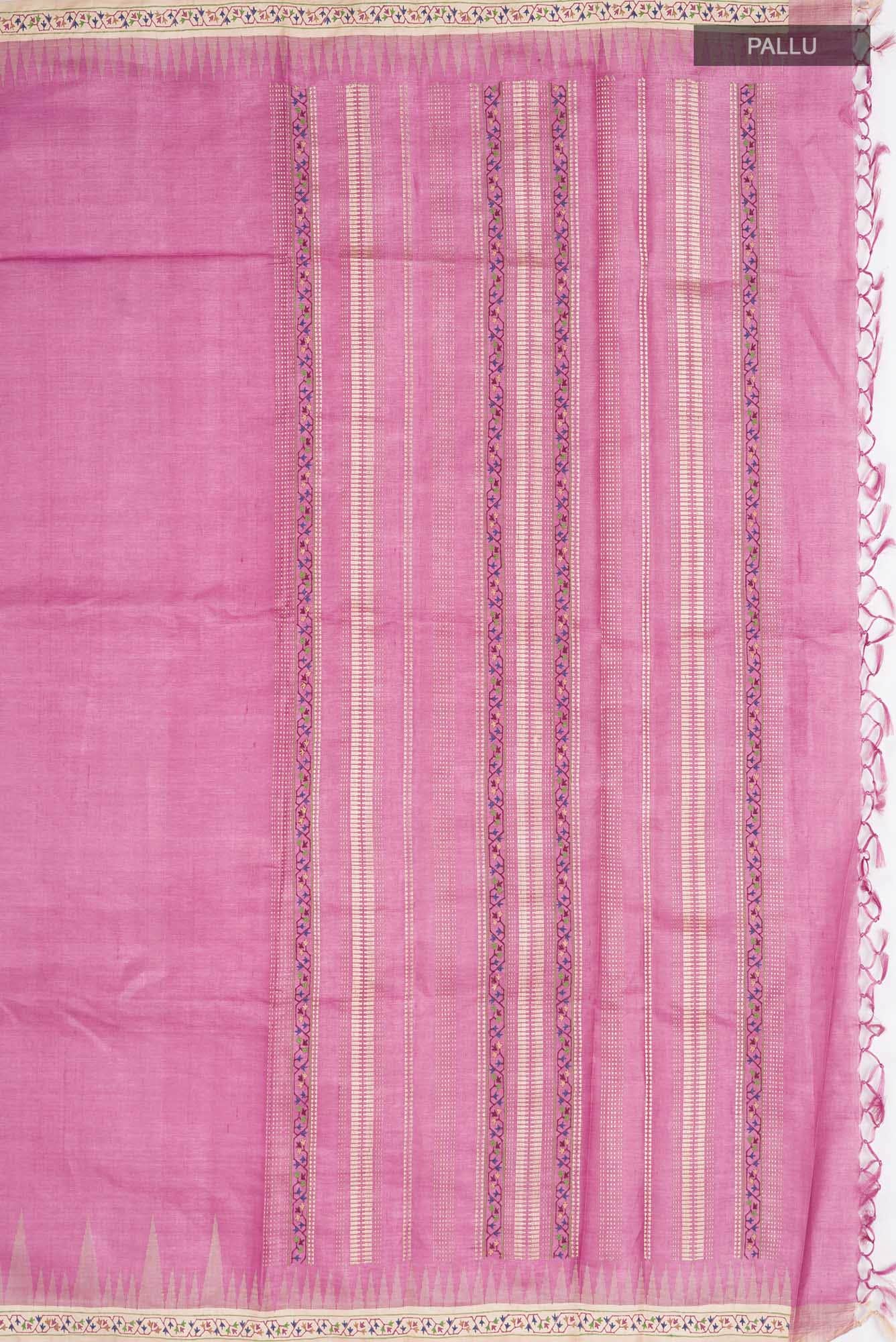 Pink Bhagalpuri Tussar Silk Saree