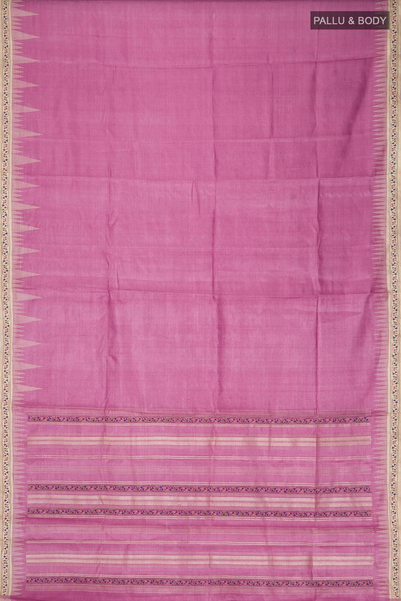 Pink Bhagalpuri Tussar Silk Saree