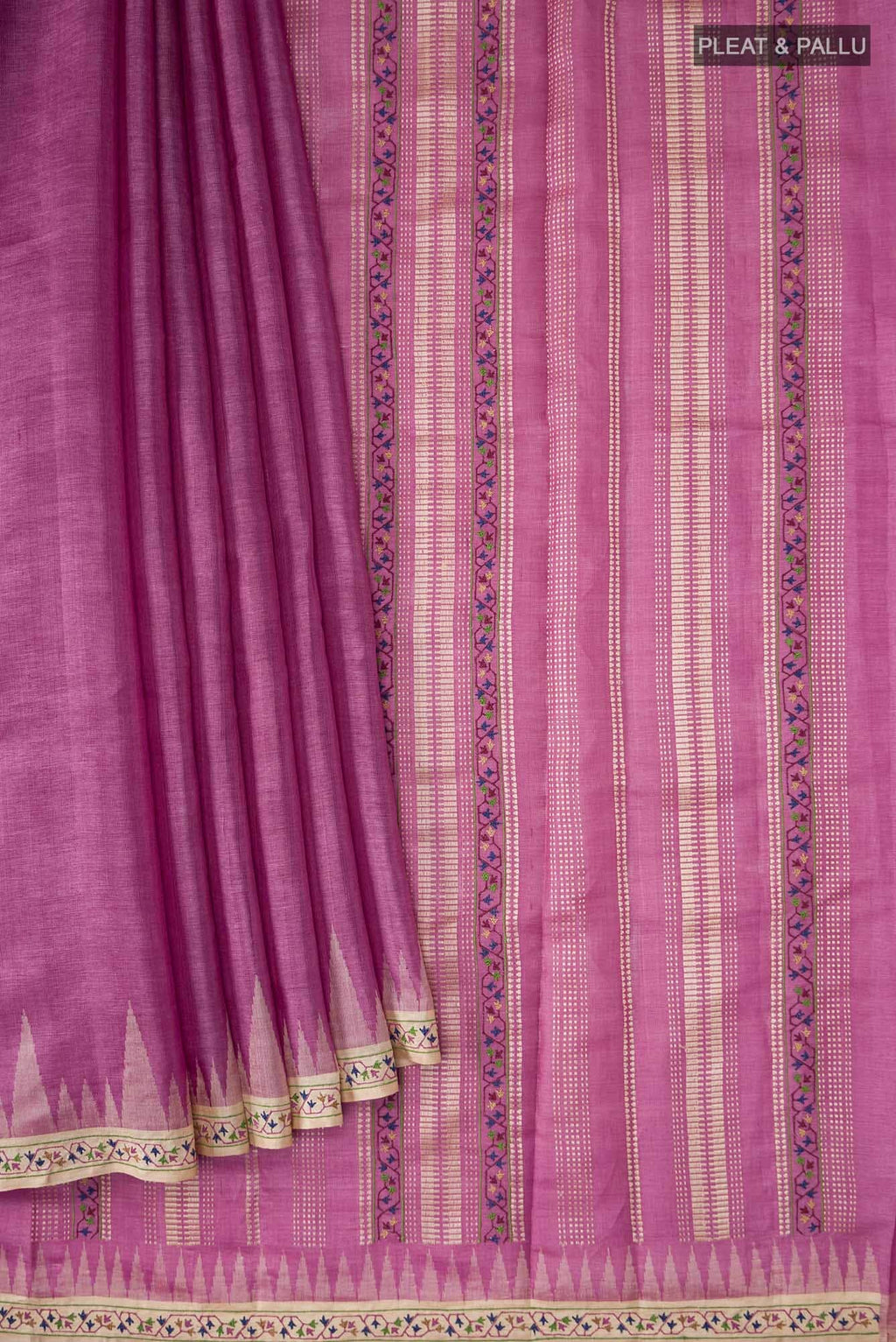 Pink Bhagalpuri Tussar Silk Saree