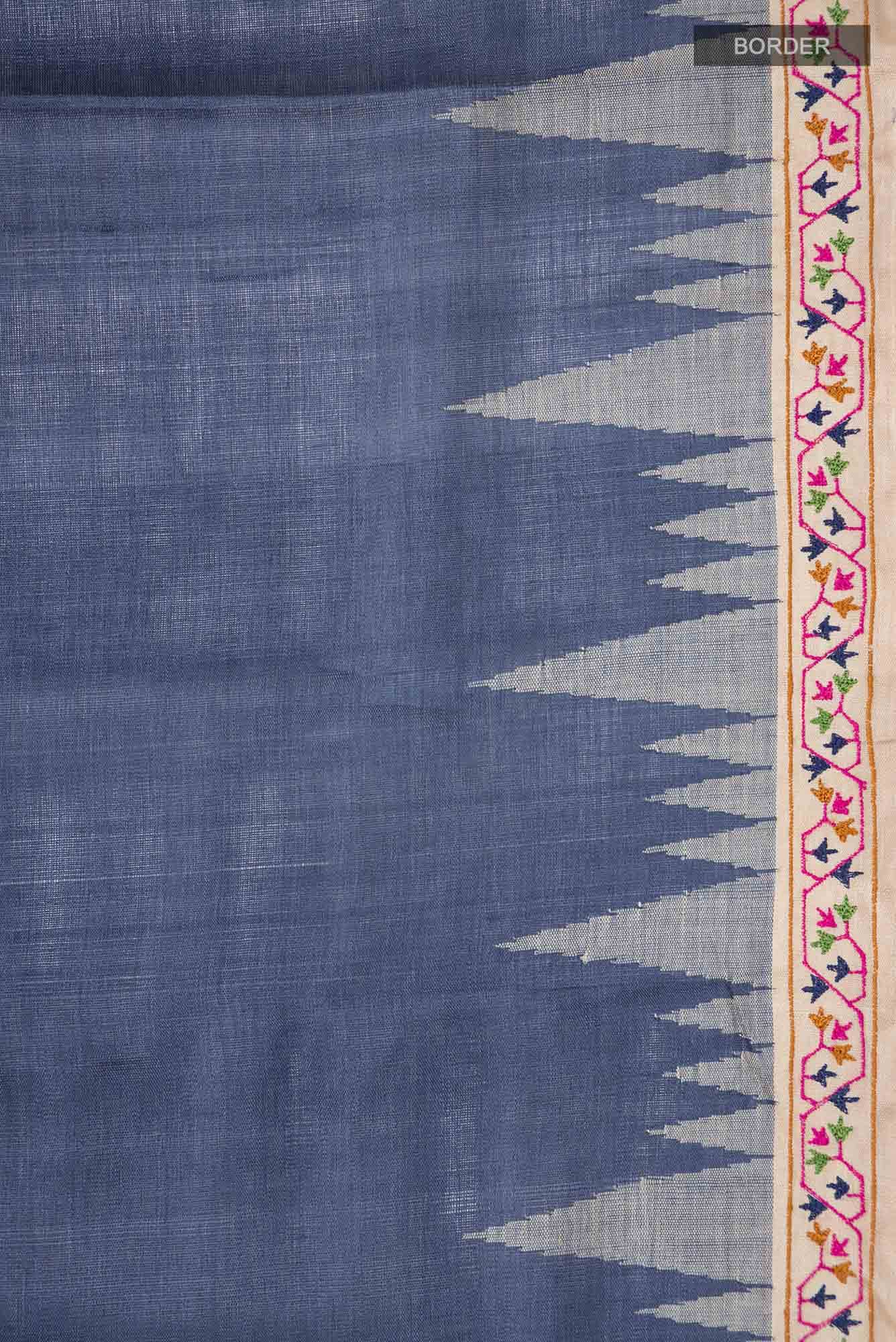 Blue Tussar Silk Saree