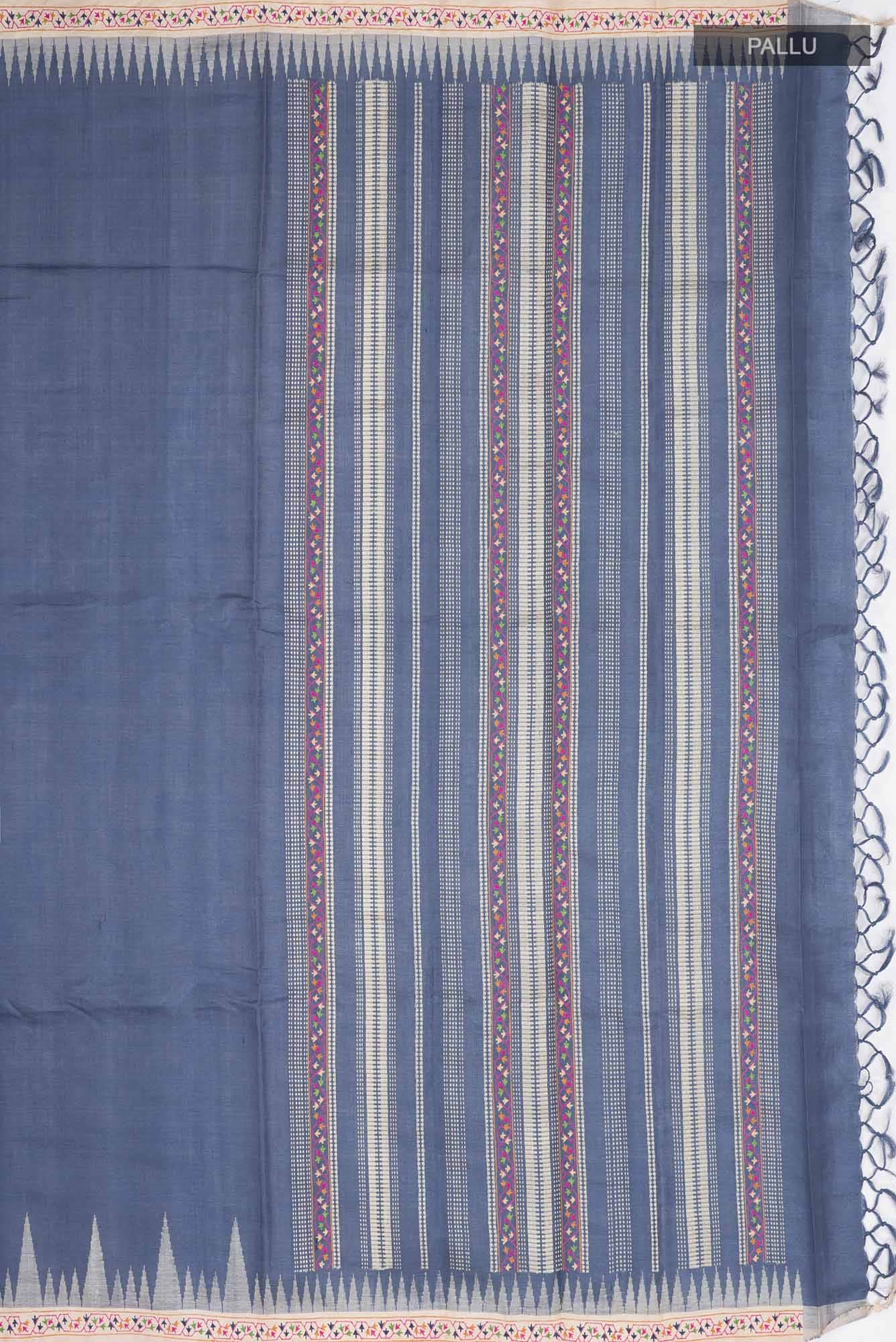 Blue Tussar Silk Saree