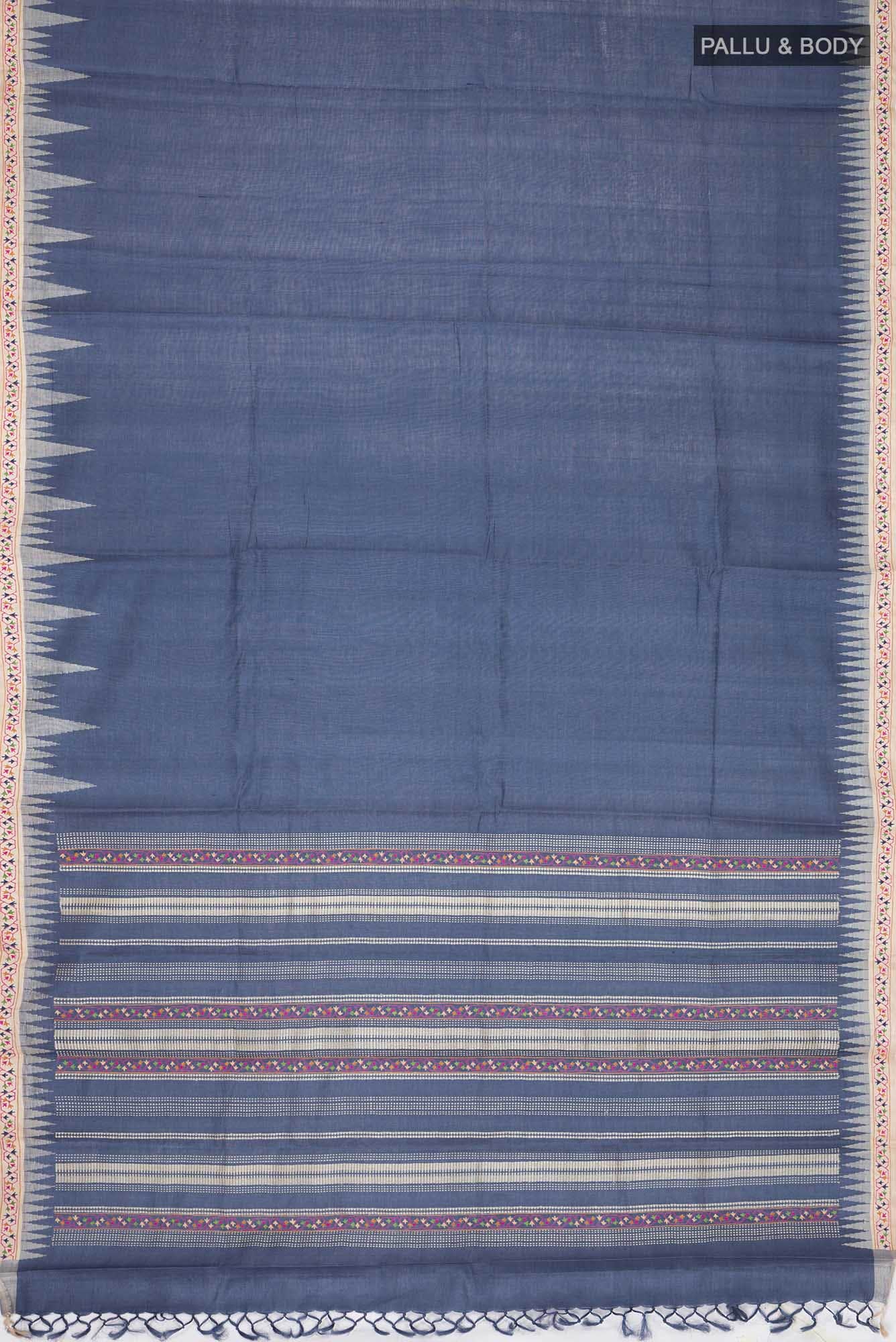Blue Tussar Silk Saree