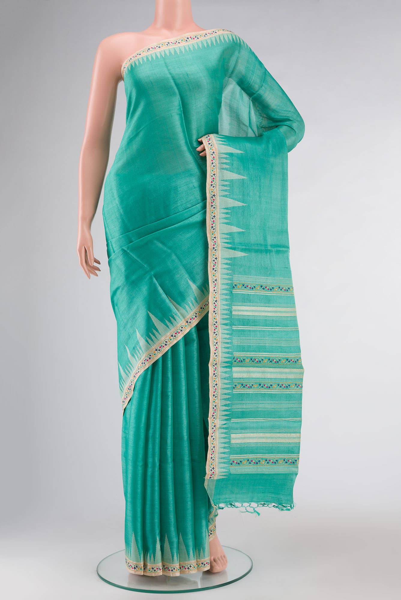 Green Bhagalpuri Tussar Silk Saree