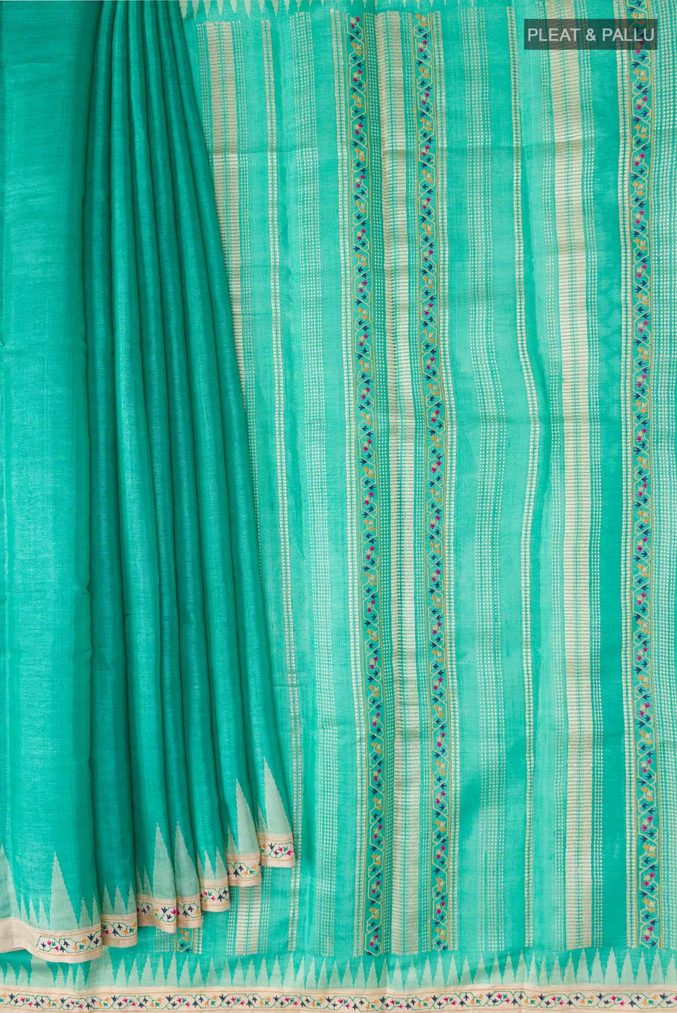Green Bhagalpuri Tussar Silk Saree