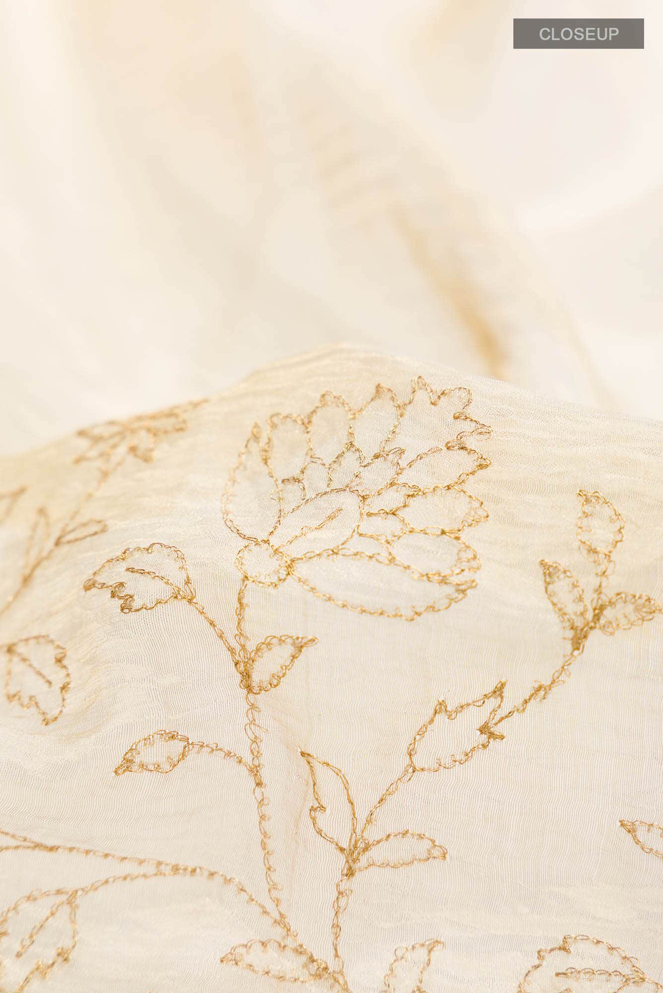 Beige Tussar Silk Saree