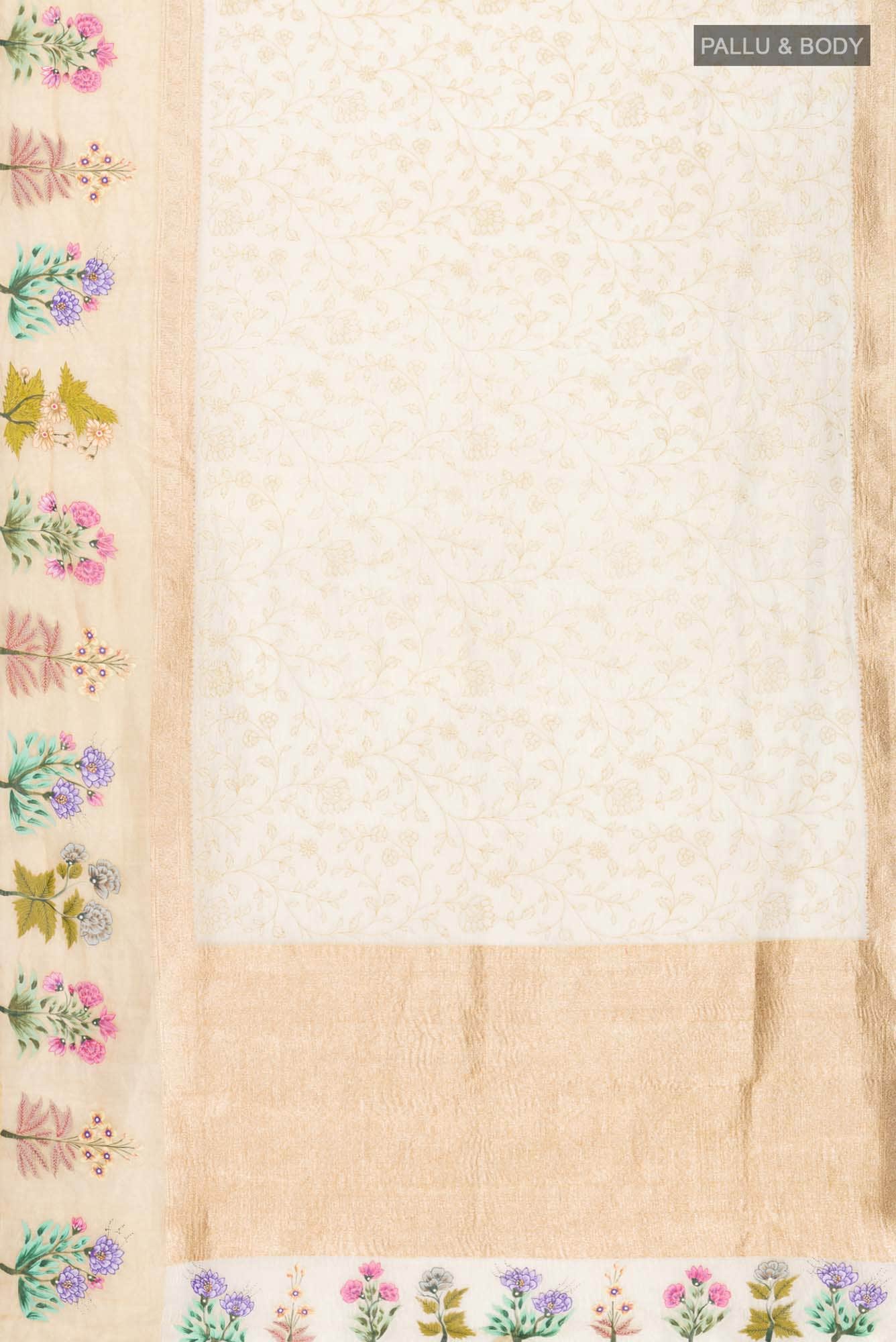 Beige Tussar Silk Saree