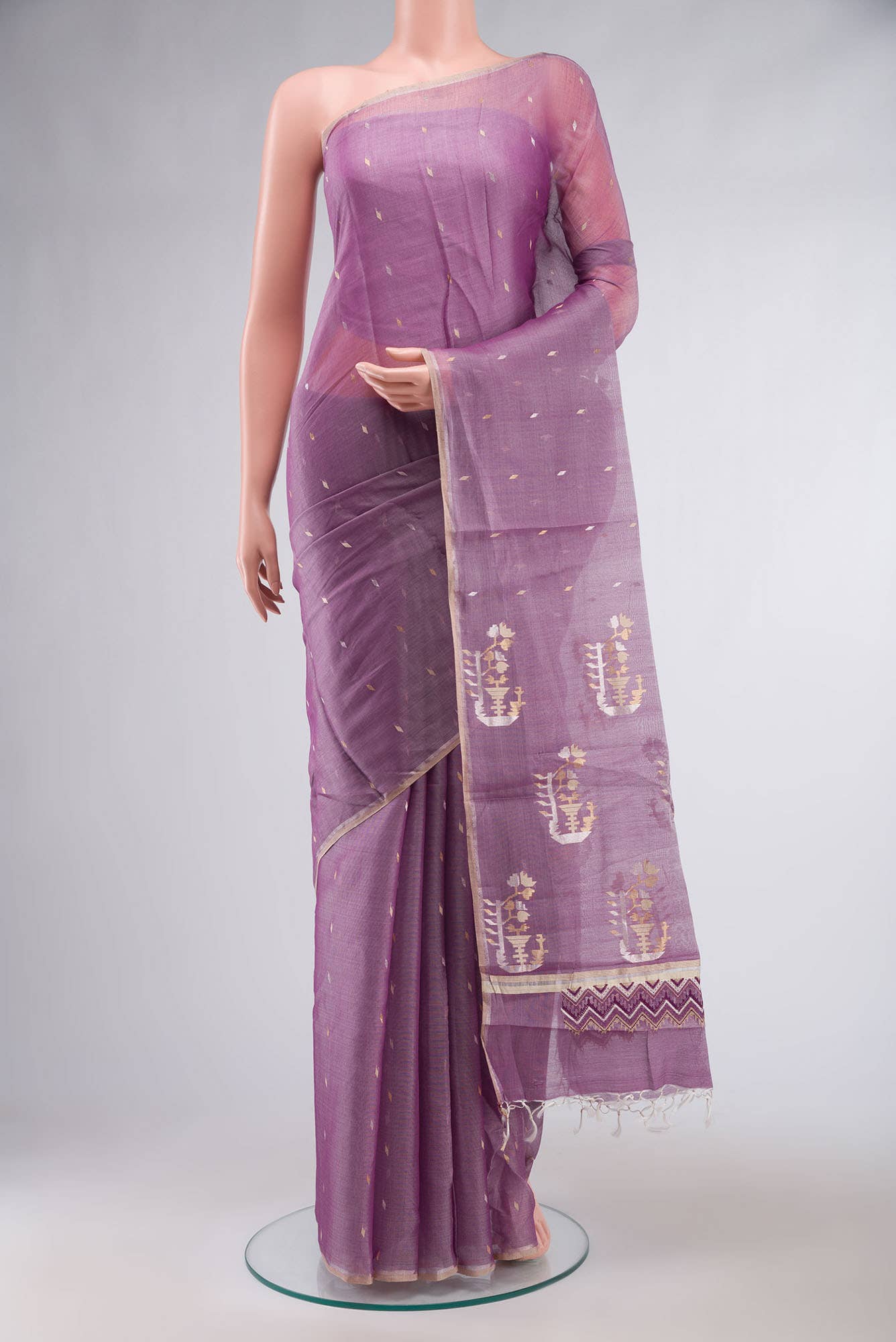 Lavender Tussar Silk Saree