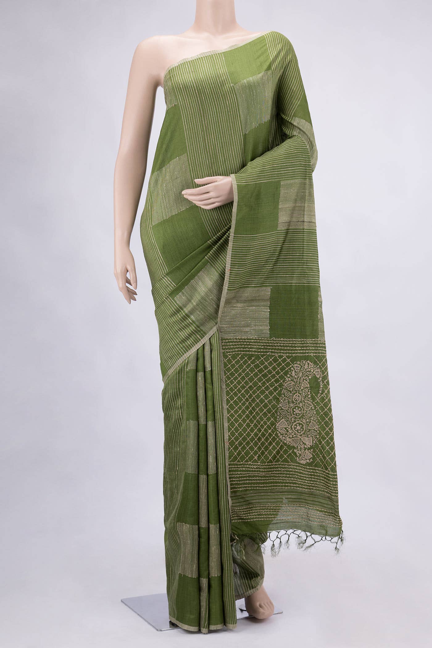 Green Dual Tone Tussar Silk Saree