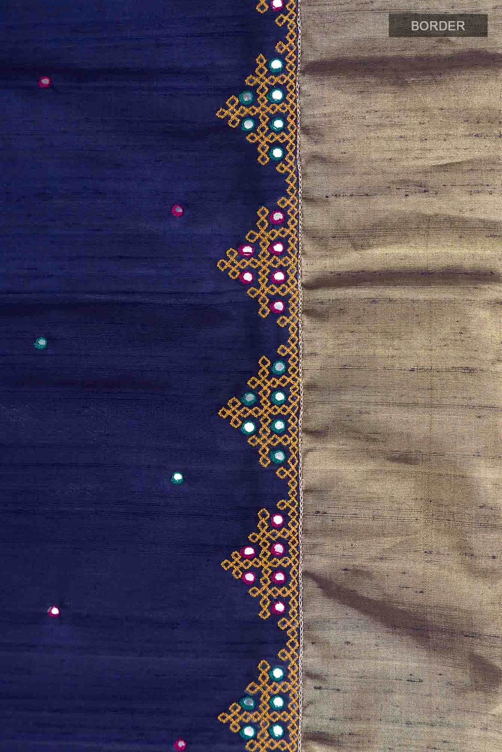 Navy Blue Raw Silk Saree