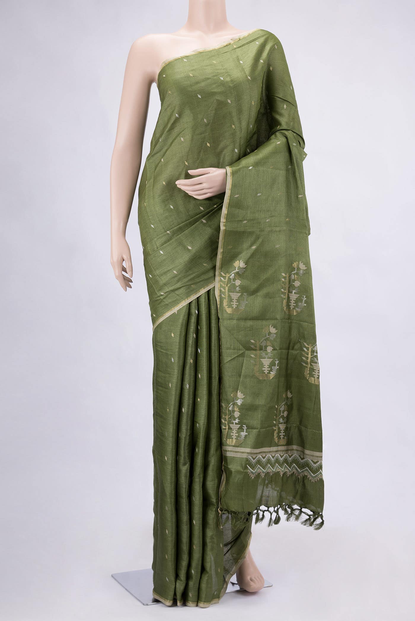 Green Dual Tone Tussar Silk Saree