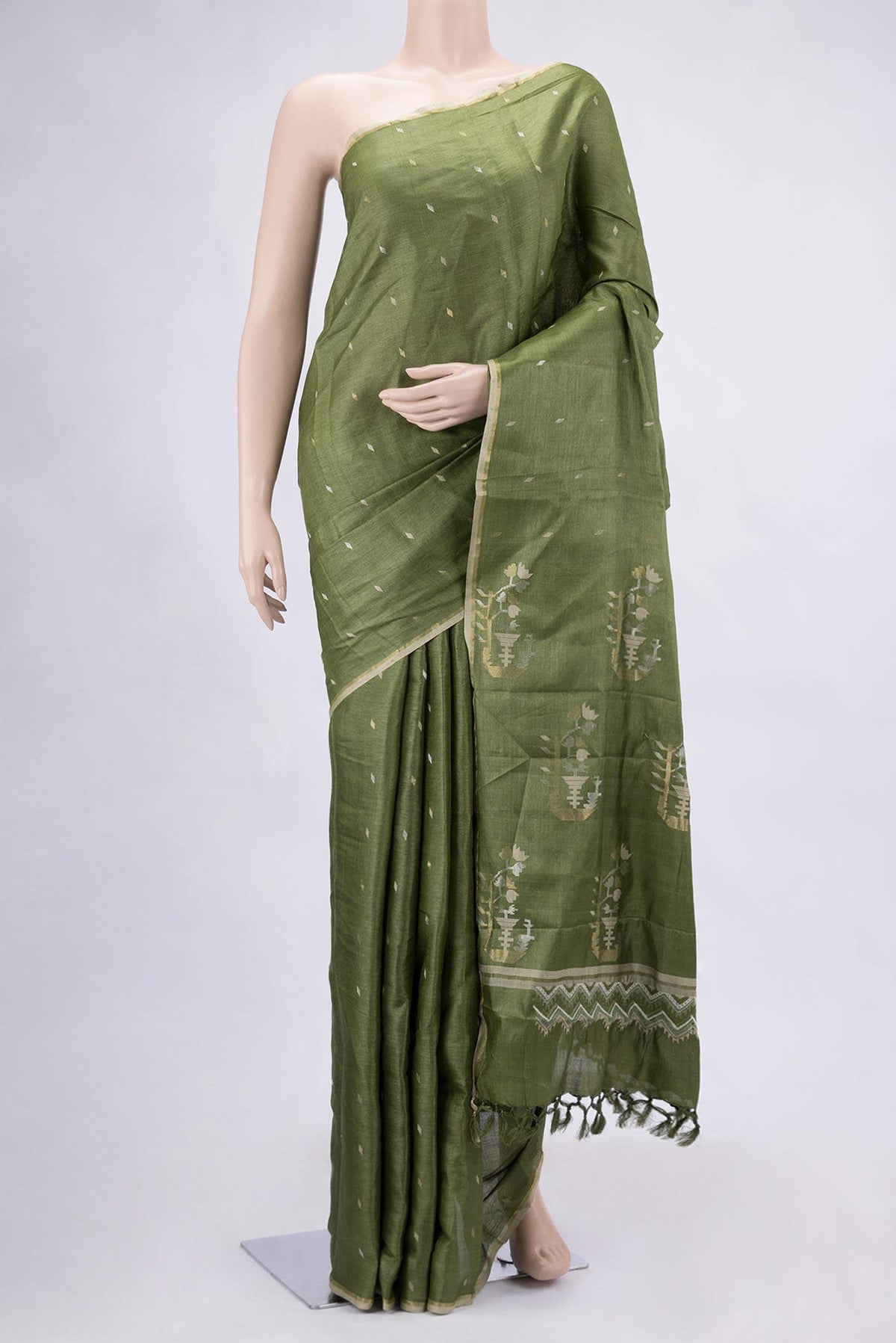 Green Dual Tone Tussar Silk Saree