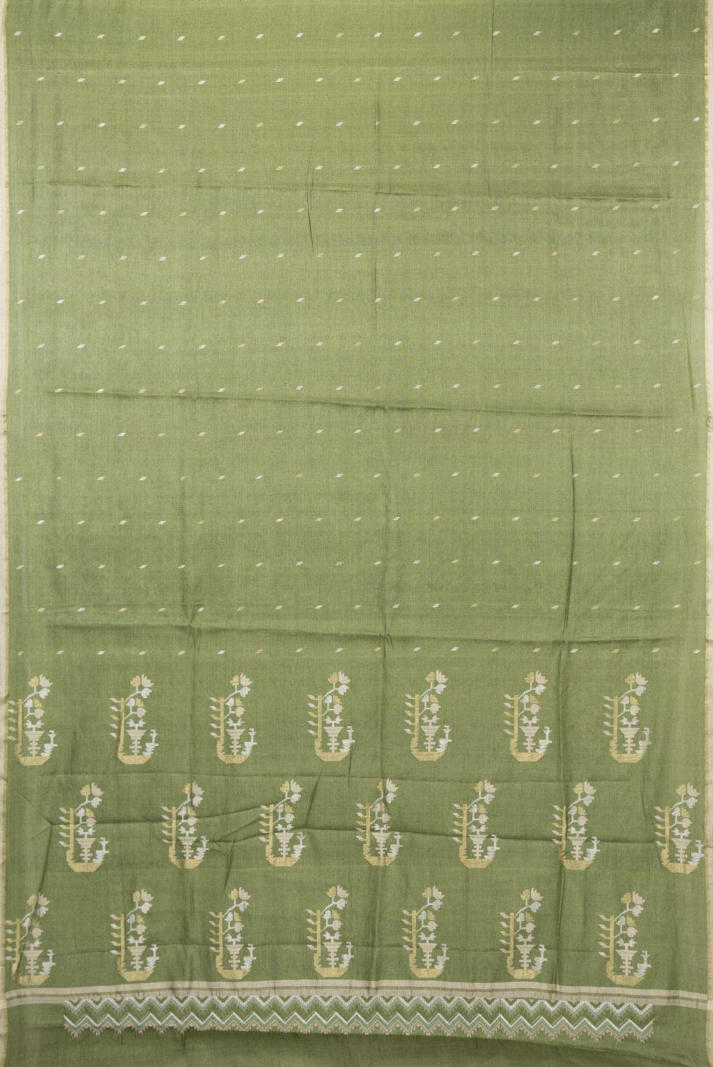 Green Dual Tone Tussar Silk Saree