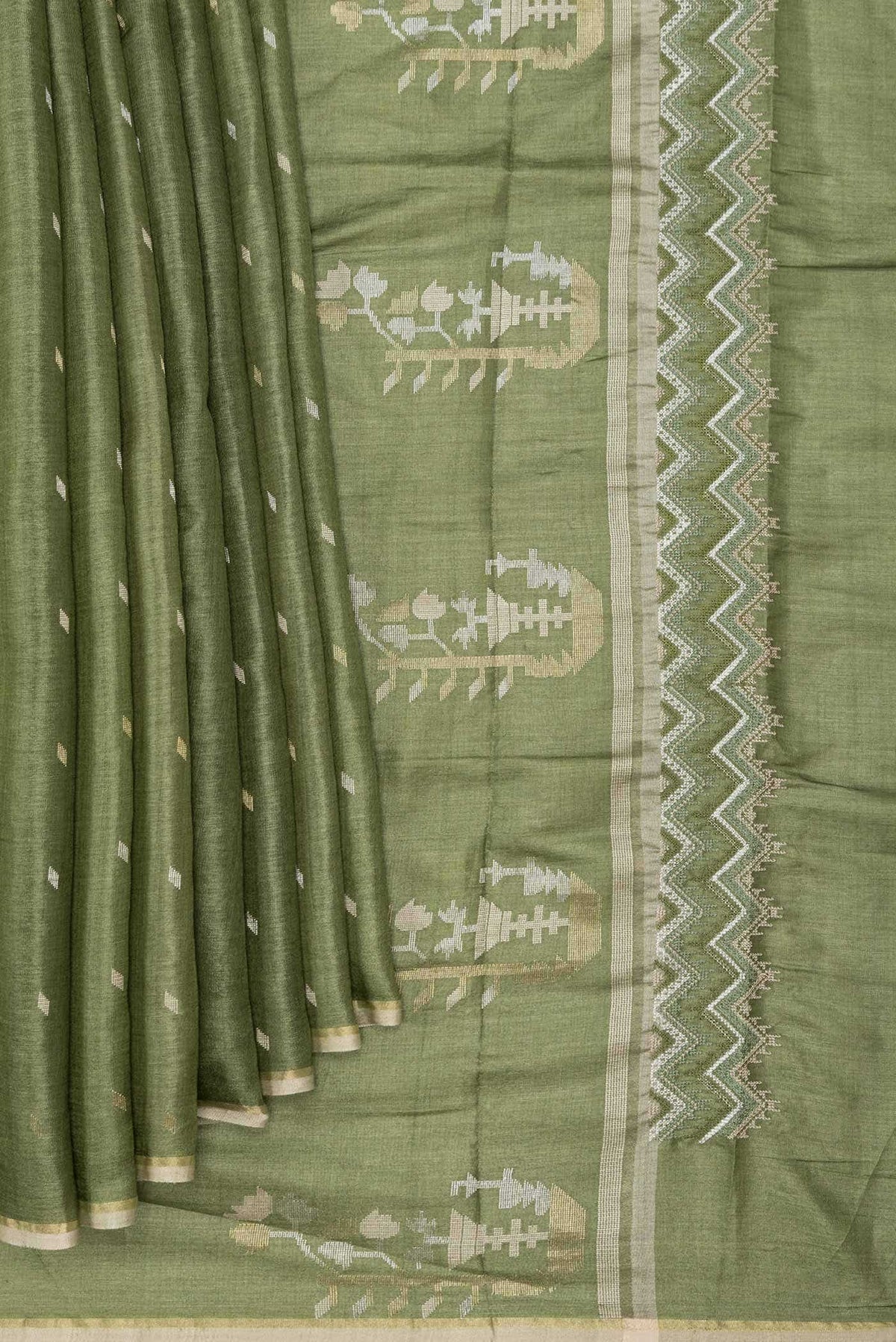 Green Dual Tone Tussar Silk Saree