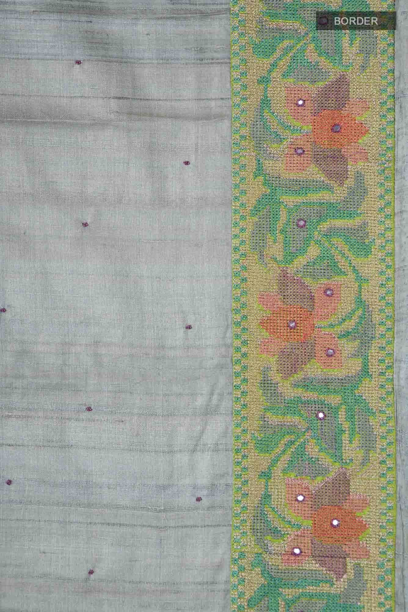 Blue Tussar Silk Saree