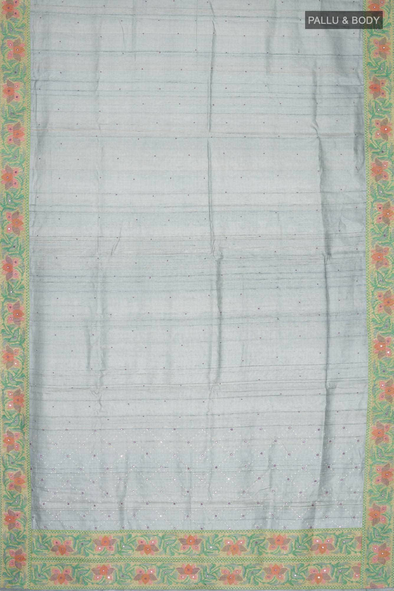Blue Tussar Silk Saree
