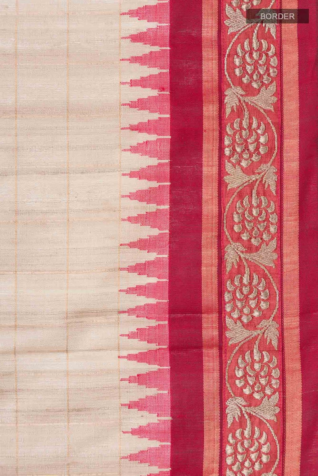 Beige Bhagalpuri Tussar Silk Saree