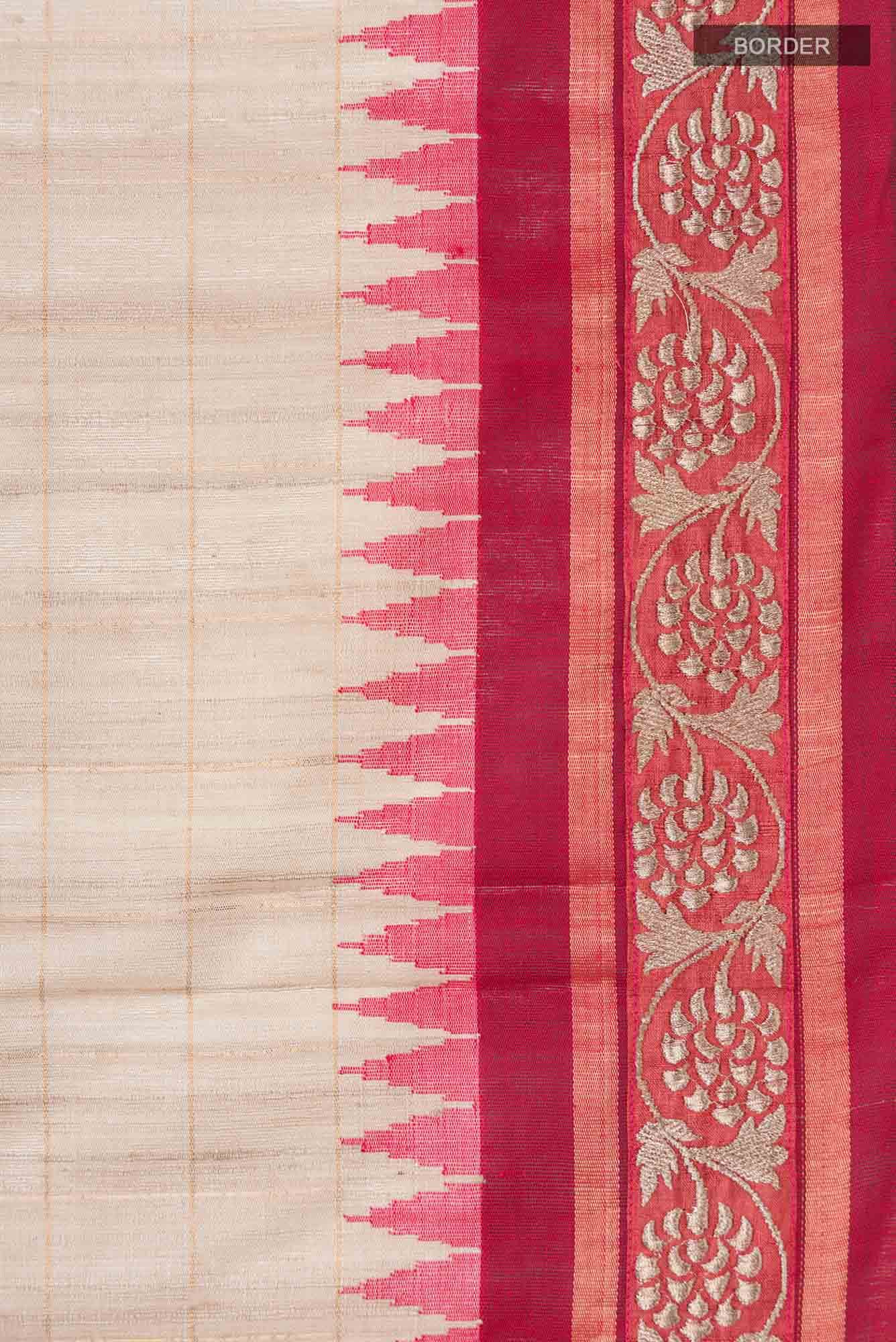 Beige Bhagalpuri Tussar Silk Saree
