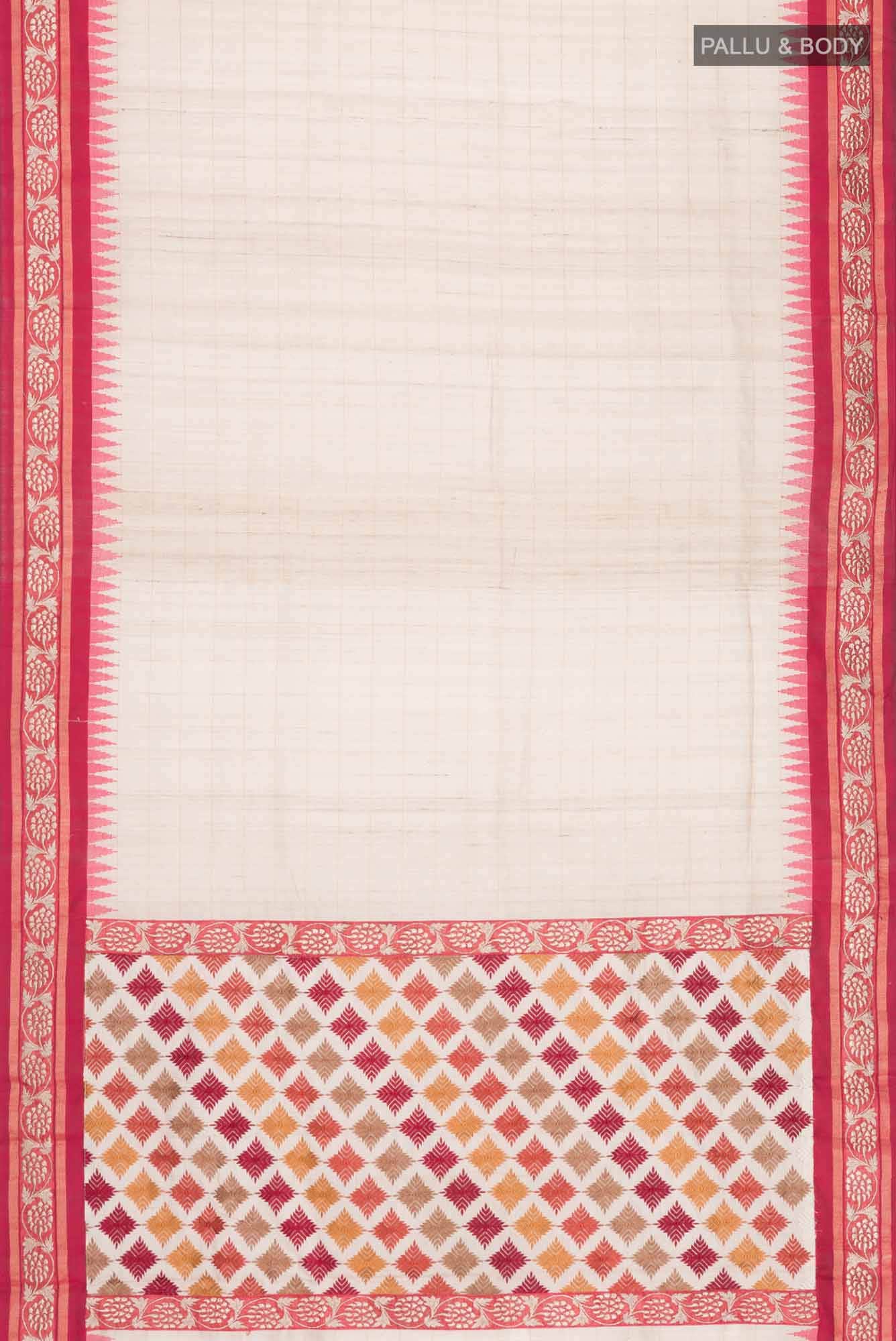 Beige Bhagalpuri Tussar Silk Saree