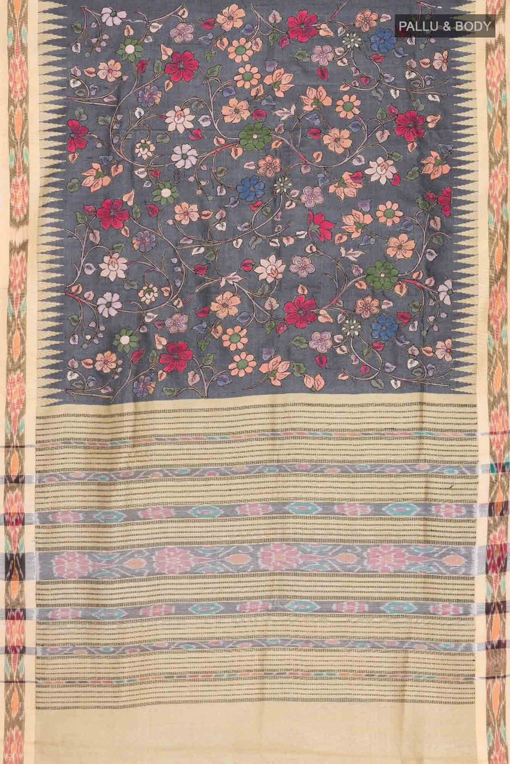 Grey Bhagalpuri Tussar Silk Saree