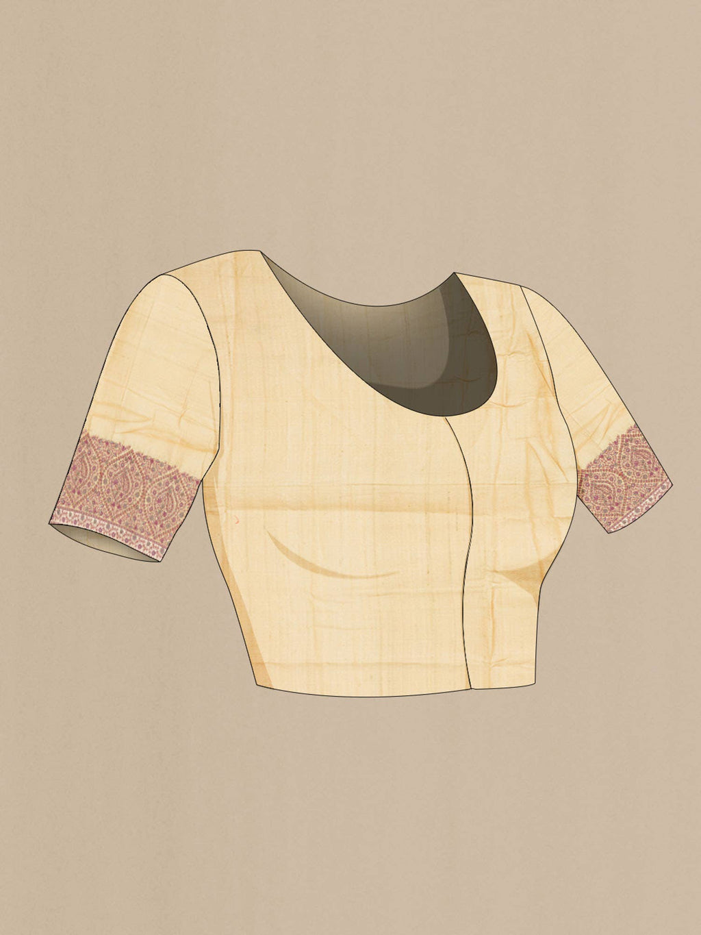 Beige Tussar Silk Saree