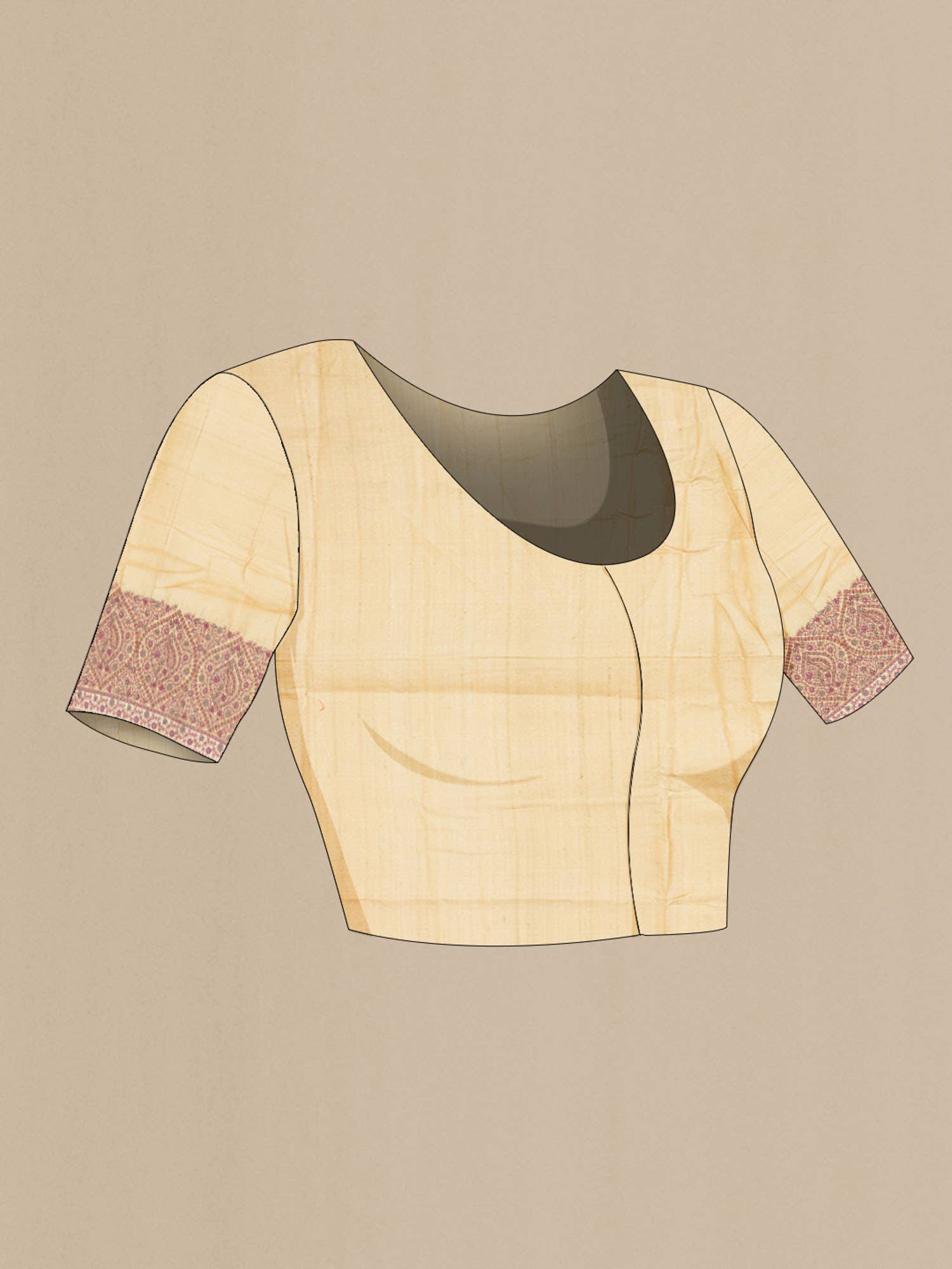 Beige Tussar Silk Saree