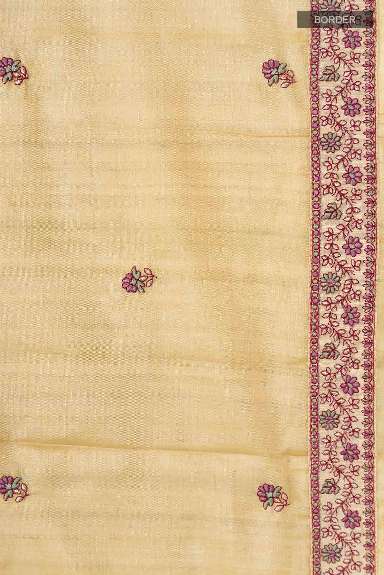 Beige Tussar Silk Saree