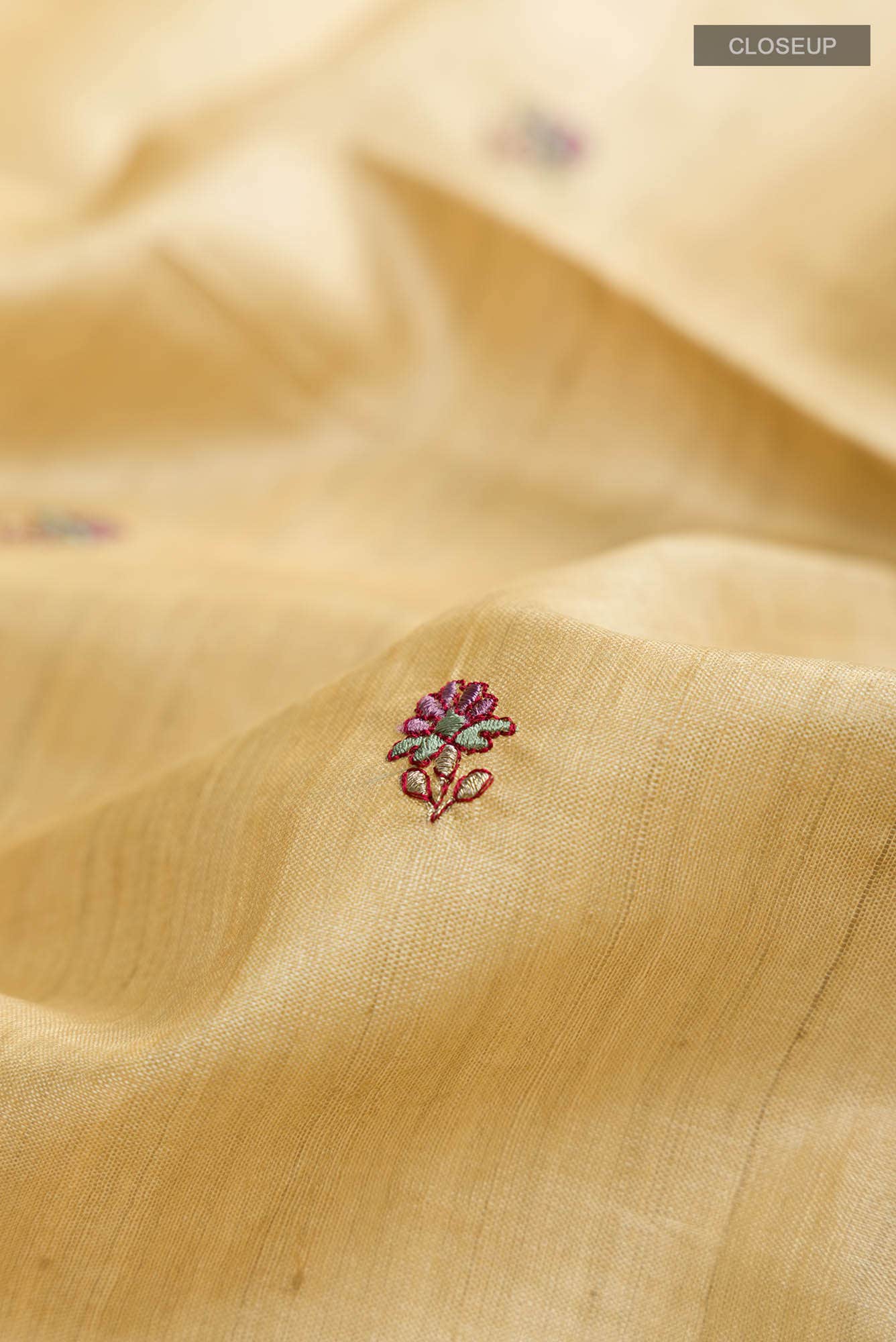 Beige Tussar Silk Saree