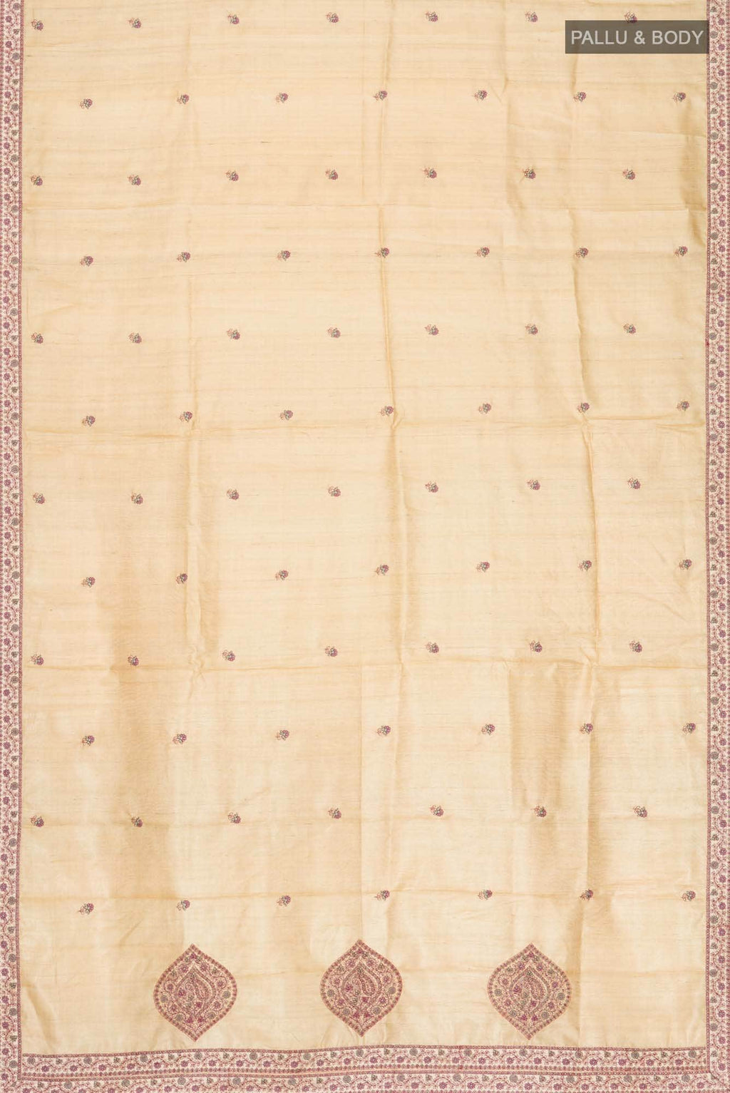 Beige Tussar Silk Saree