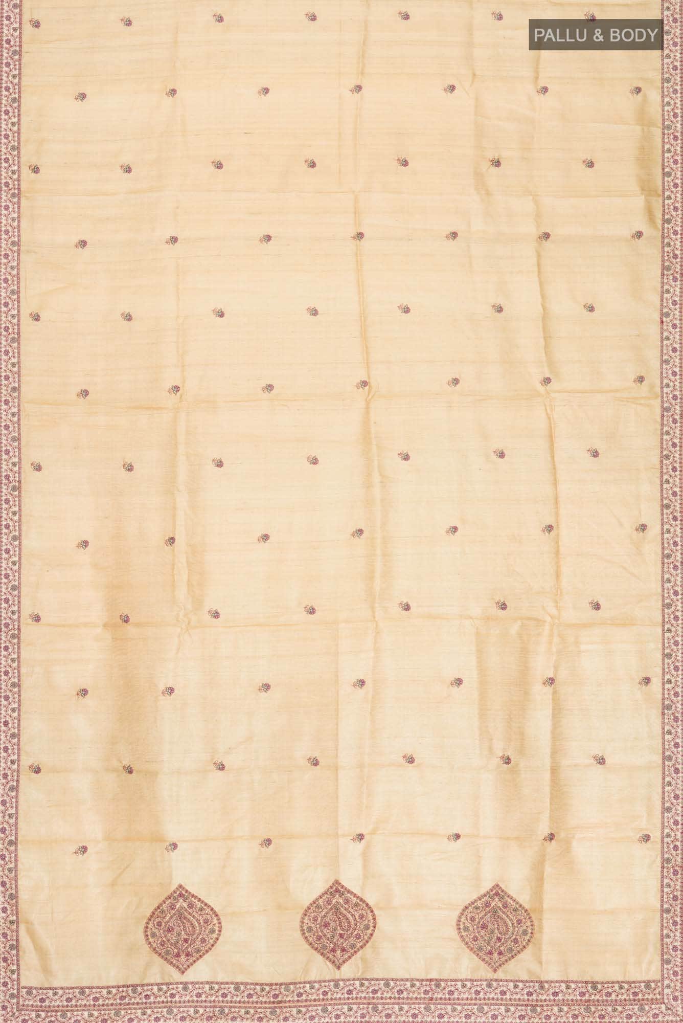 Beige Tussar Silk Saree