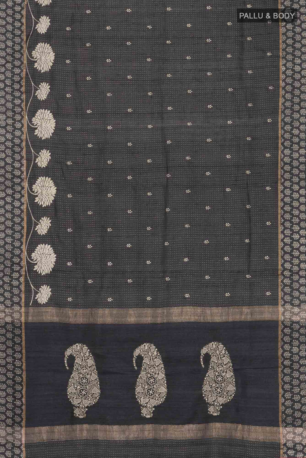 Black Bhagalpuri Tussar Silk Saree