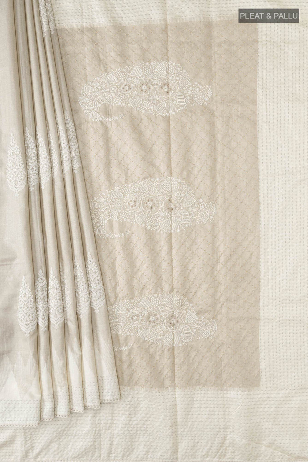 Cream Bhagalpuri Tussar Silk Saree