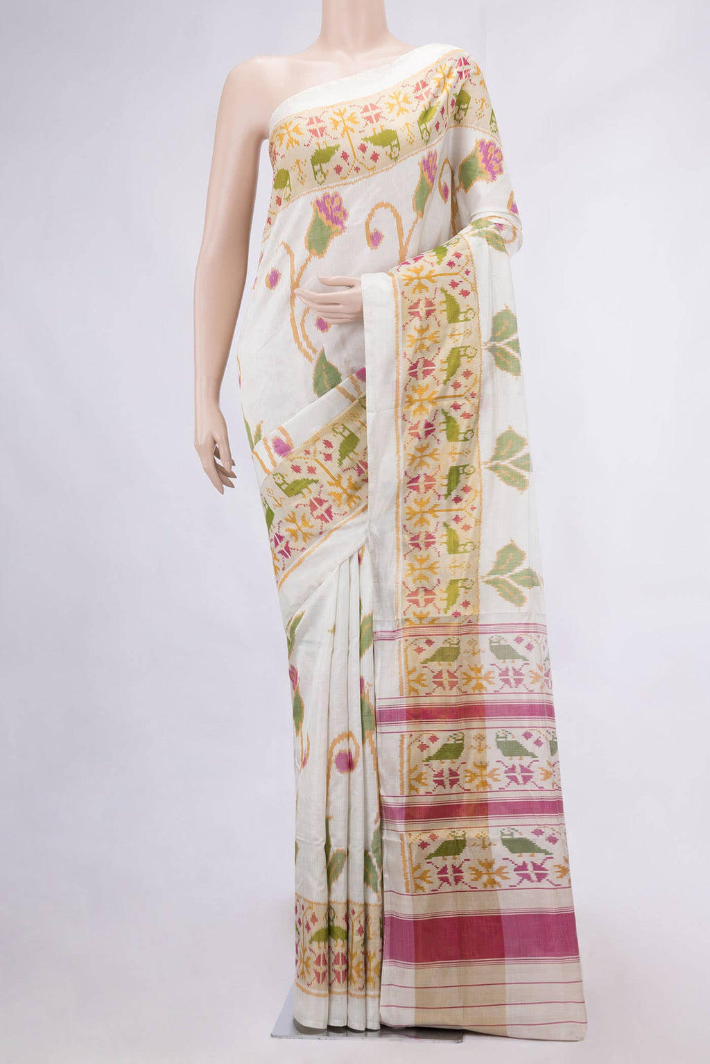 Off White Rajkot Patola Silk Saree