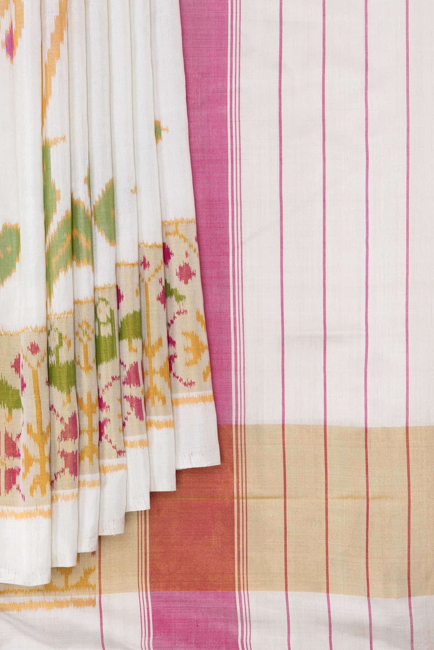 Off White Rajkot Patola Silk Saree