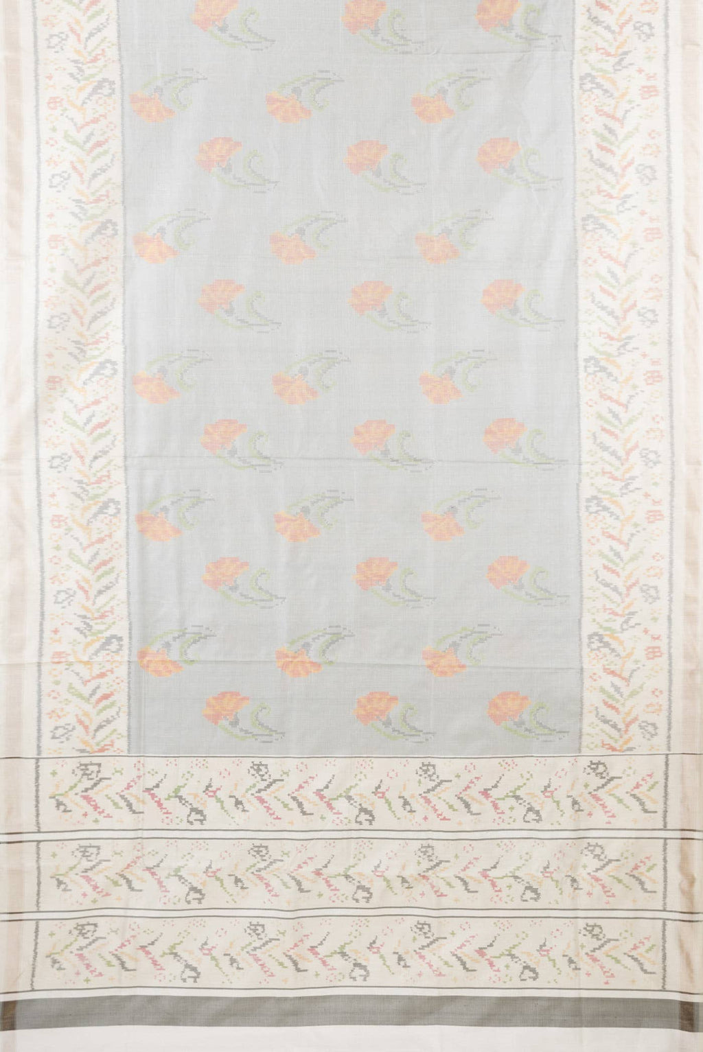 Grey Dual Tone Double Ikat Saree