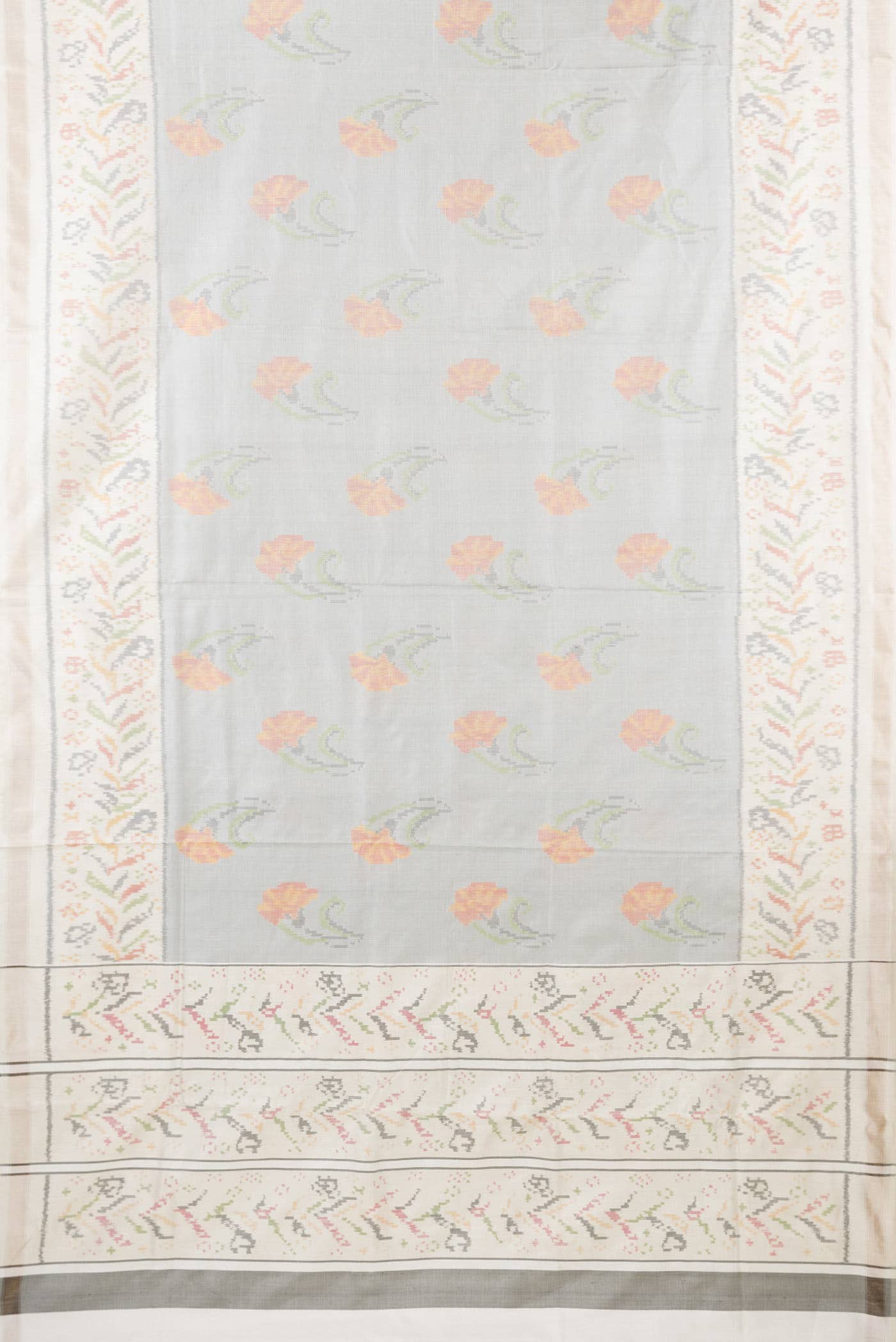 Grey Dual Tone Double Ikat Saree