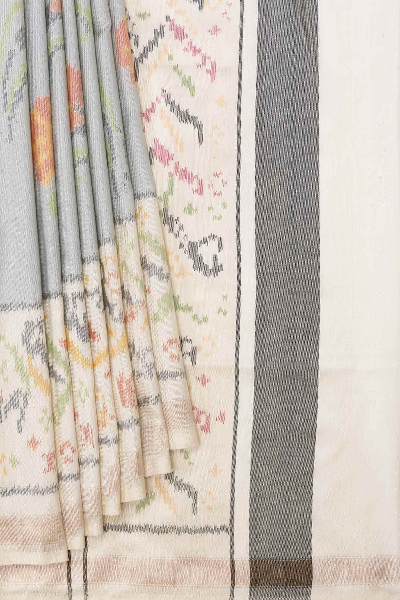 Grey Dual Tone Double Ikat Saree